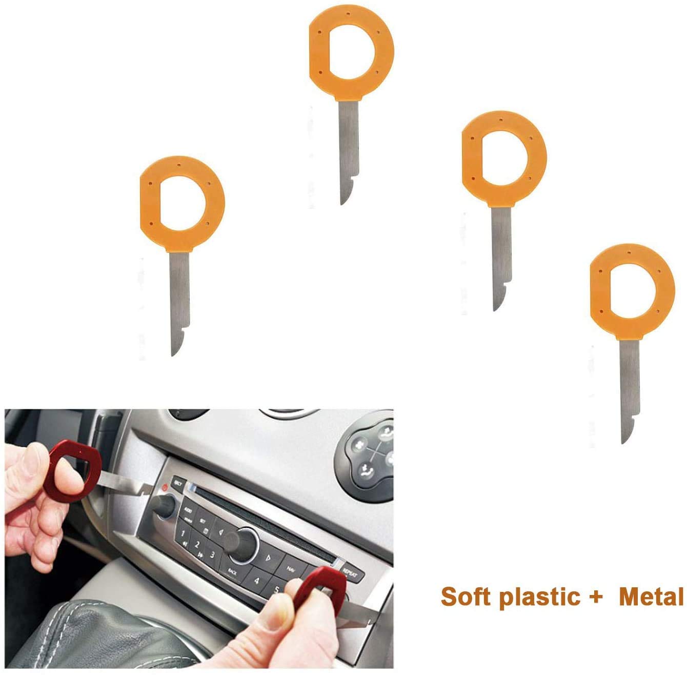 4-Piece Car Stereo Radio Removal Tool Kit - Compatible with VW, SEAT, Audi, Skoda & Ford Vehicles | Perfect for DIY Car Audio Installation & Maintenance