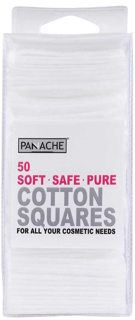 PANACHE Total Cotton Essentials - 50 Count Soft & Highly Absorbent Cotton Balls, Squares & Rounds for Makeup Removal, Skincare, Medical & First Aid Use | Cosmetic Cotton Pads for Face, Nails & Hygiene Care