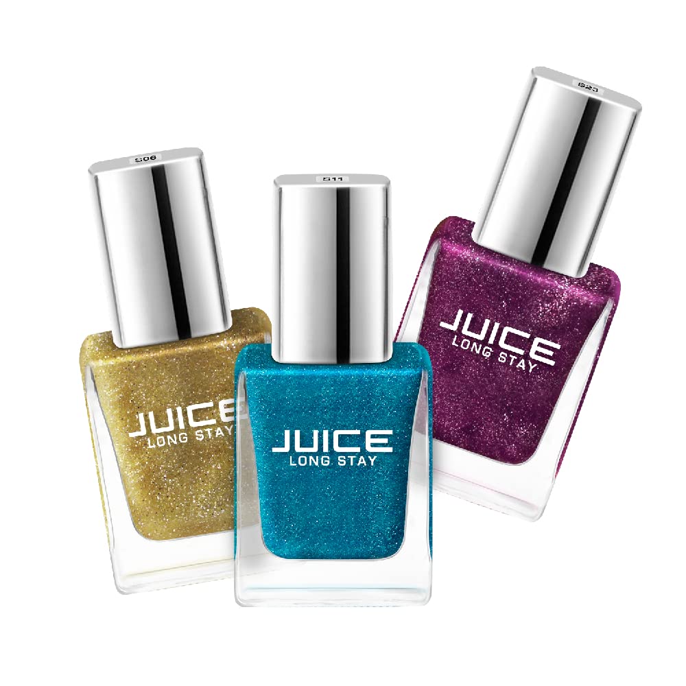 JUICE Quick-Dry Nail Polish Set - Long Lasting Chip Resistant Gel Finish with High Gloss (F&D Approved Colors & Pigments) | 3-in-1 Combo Kit Includes Polish & Remover | Perfect for Salon Quality Manicures at Home, Parties & Special Occasions