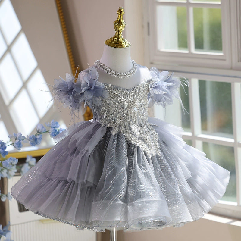 Princess Dress for Girls - Gray Ball Gown Birthday Party Dress for Kids | Perfect for Birthday Parties, Pageants, and Special Occasions