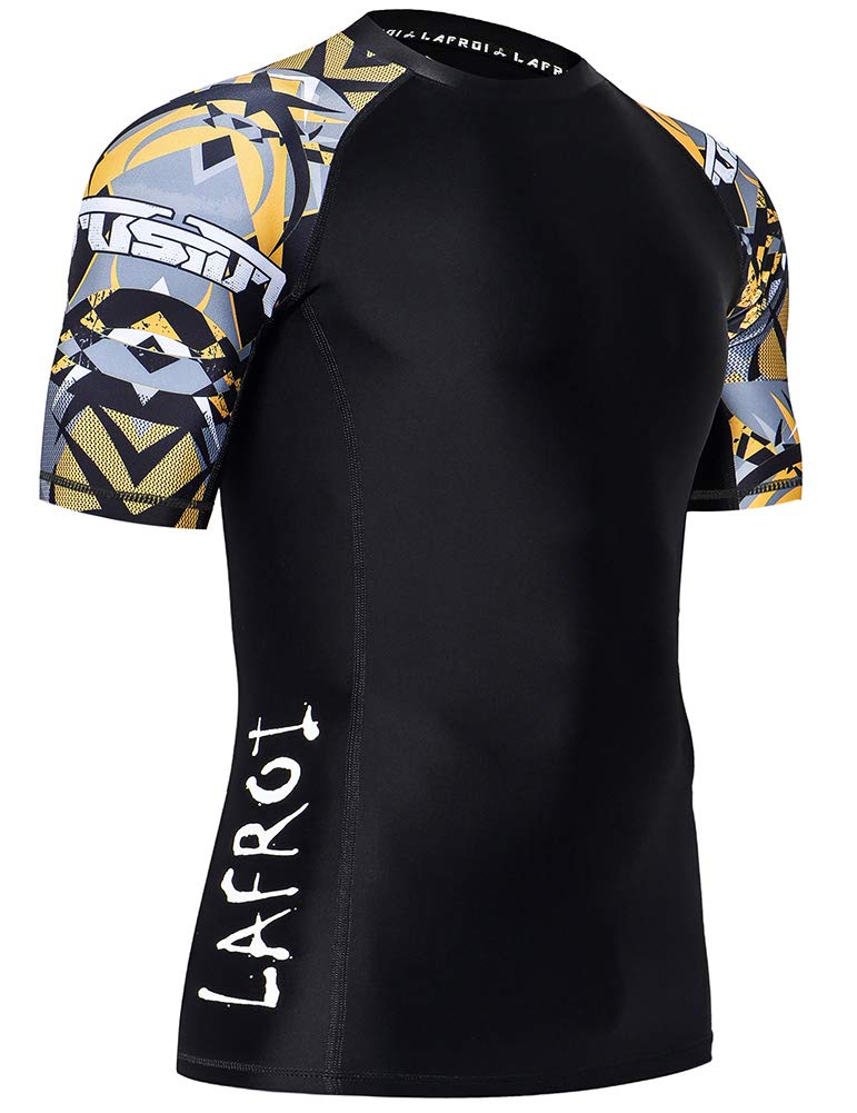 LAFROI Men's Short Sleeve UPF 50+ Compression Baselayer Shirt - Moisture Wicking Athletic Top for Running, Cycling & Outdoor Sports