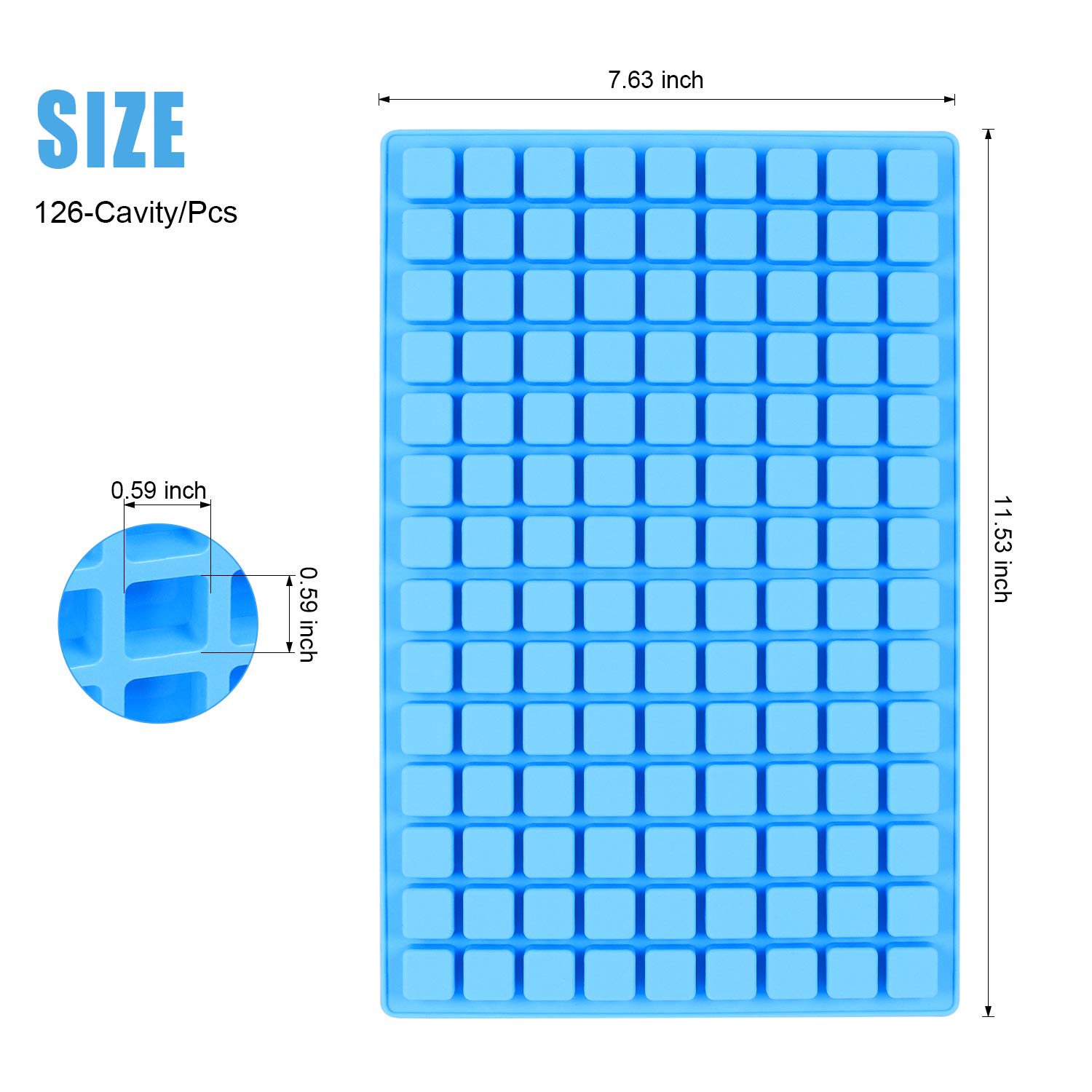 Premium 2-Pack Silicone Candy Molds - 126-Cavity Mini Square Chocolate Molds for Gummy, Jelly, Truffles, Pralines & Caramels | Reusable Ice Cube Tray Molds (Blue) | Perfect for Baking, Candy Making, Party Favors & DIY Desserts