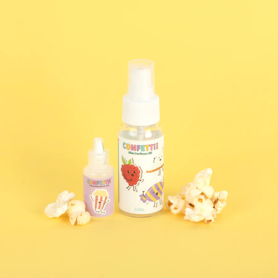 Confetti Blue Mini Perfume Making Kit for Kids - DIY Scent Creation Set with Popcorn Fragrance, Perfect for Birthday Parties & Craft Activities