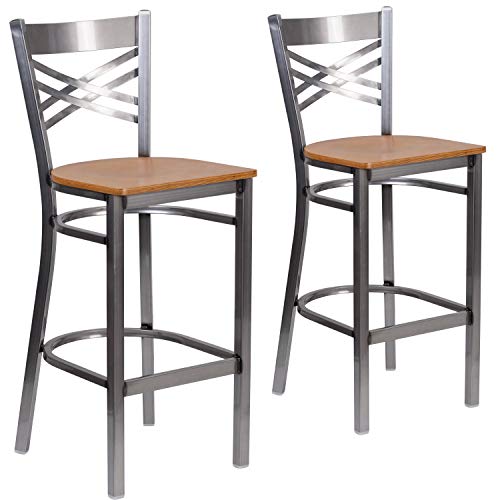 Natural Wood Seat/Clear Coated Metal Frame