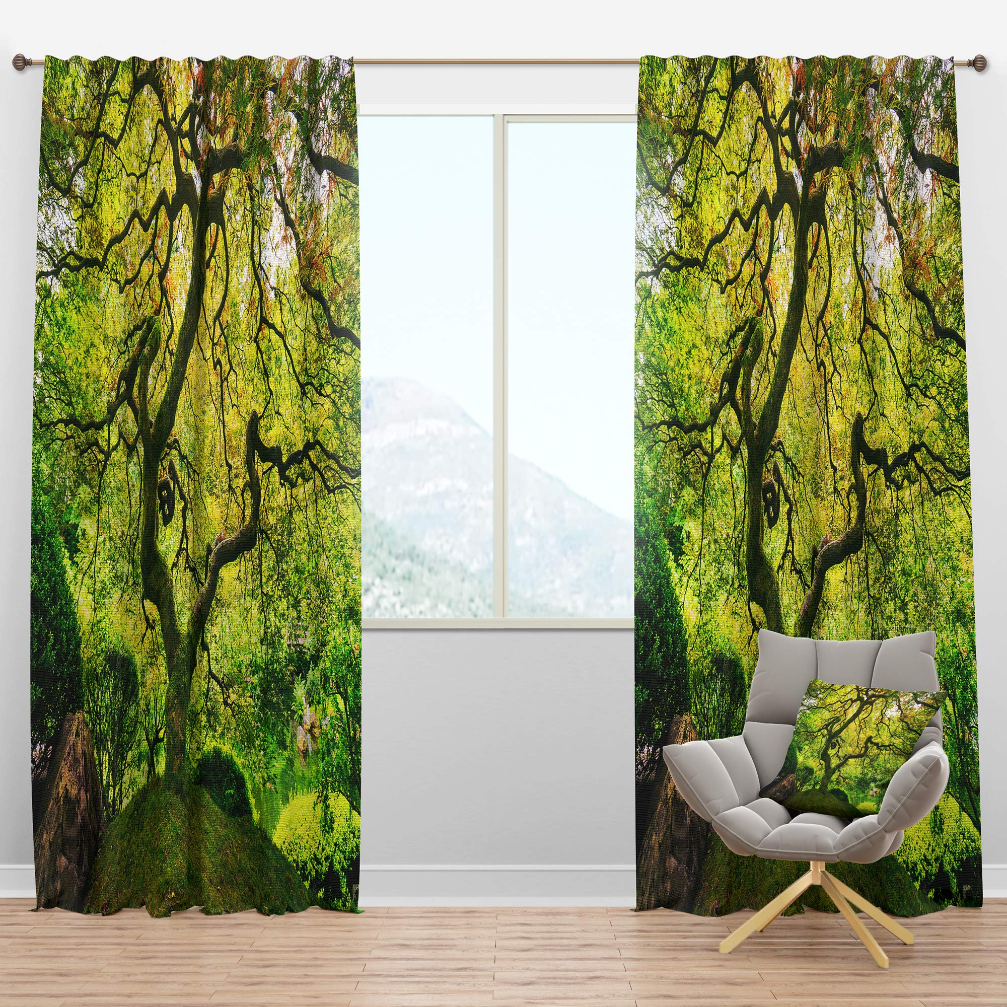 DesignQ 'Amazing Green Tree' Thermal Insulated Curtains - Single Panel 52x120 Inches for Bedroom & Living Room - Energy Saving Window Drapes for Home Decor & Temperature Control
