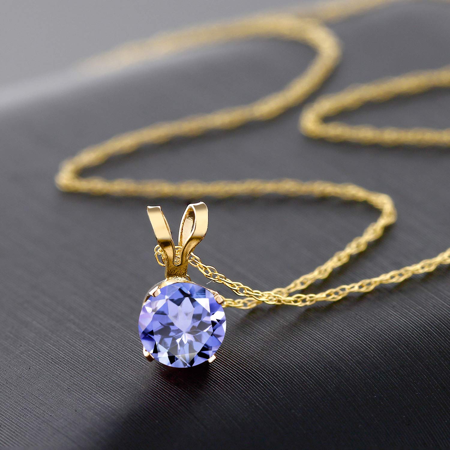 14K Yellow Gold Round Birthstone Solitaire Pendant Necklace for Women - 4.5MM Gemstone, 18 Inch Gold Chain | Personalized Jewelry Gift for Birthday, Anniversary & Special Occasions