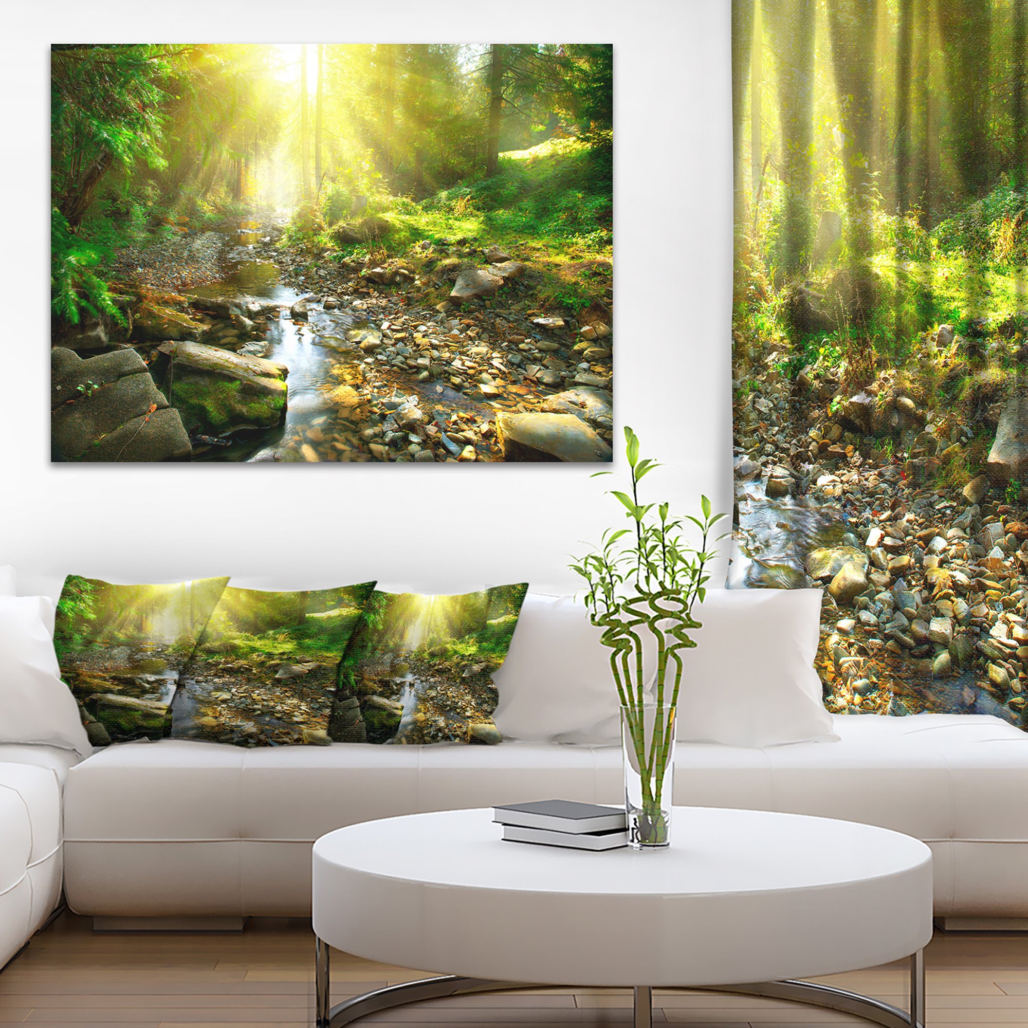 Stunning Mountain Stream in Forest Landscape Photography Canvas Print - Nature Wall Art for Living Room, Bedroom & Office Decor
