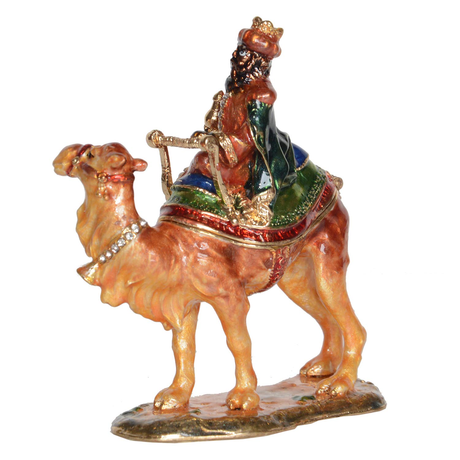 Hand-Painted King Trinket Jewelry Box with Hinged Lid - Ring & Earring Organizer - Decorative Collectible Figurine for Dresser, Vanity Table or Gift Giving