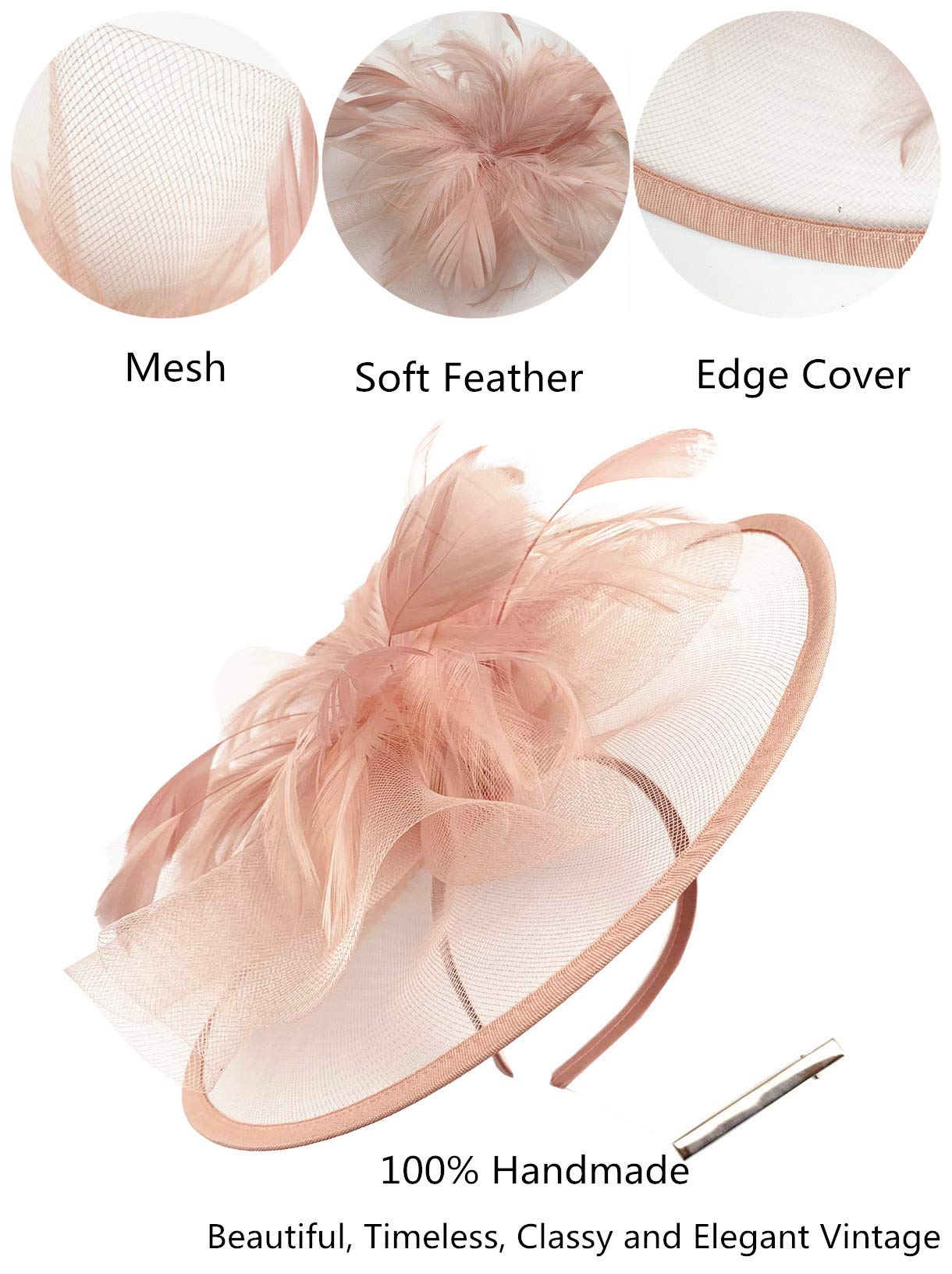 SAFERIN Women's Fascinators Feathers Tea Party Hat - Elegant Veil Headband with Hair Clip for Cocktail, Church, Weddings & Special Occasions | Perfect for Garden Parties, Royal Events & Formal Gatherings