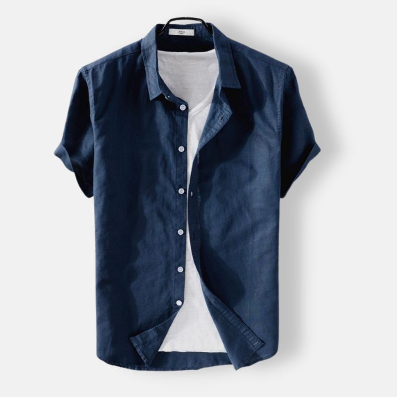 Antonio's Men's Short Sleeve Linen Shirt - Breathable & Lightweight Summer Casual Wear for Beach, Travel & Outdoor Activities