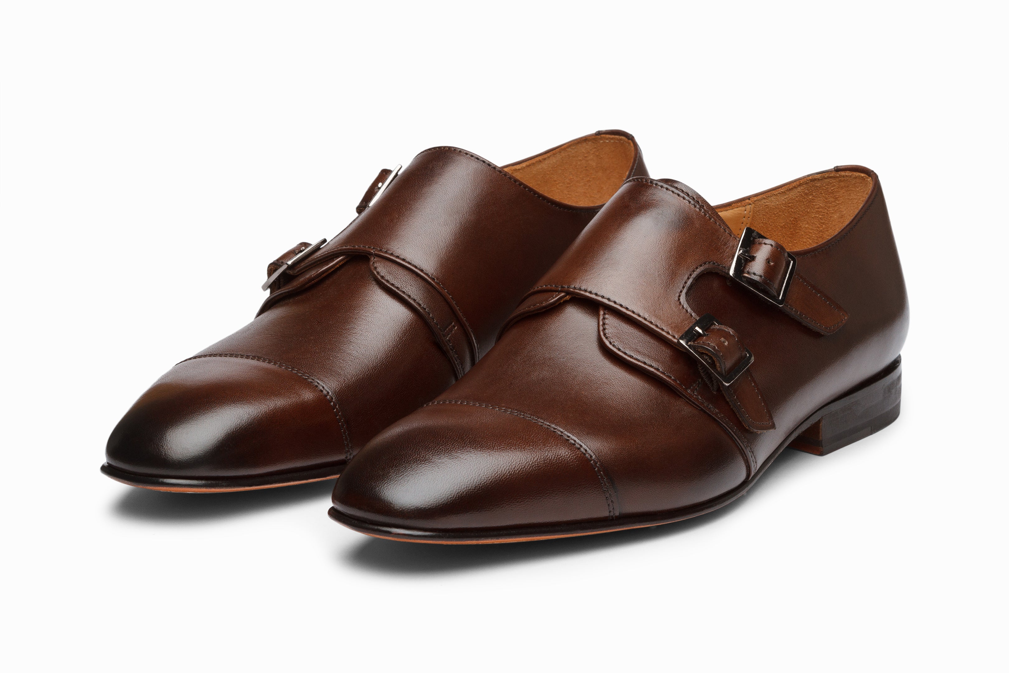 Premium Dark Brown Off-Centered Double Monk Strap Dress Shoes for Men – Elegant Formal & Business Attire