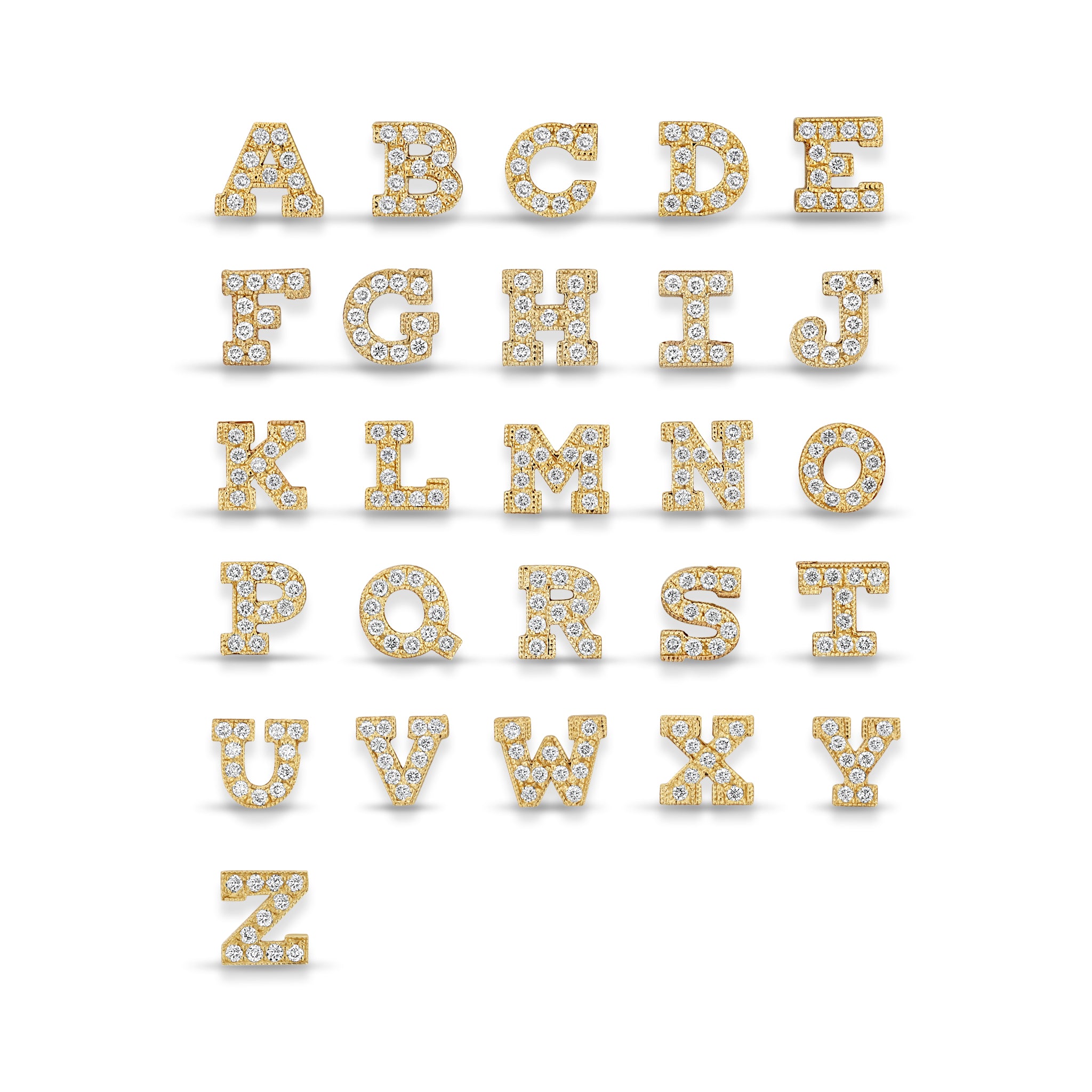 14K Gold Full Pavé Diamond 4 Letter Initial Necklace - Personalized Name Pendant for Women, Perfect for Birthdays, Anniversaries & Gifts