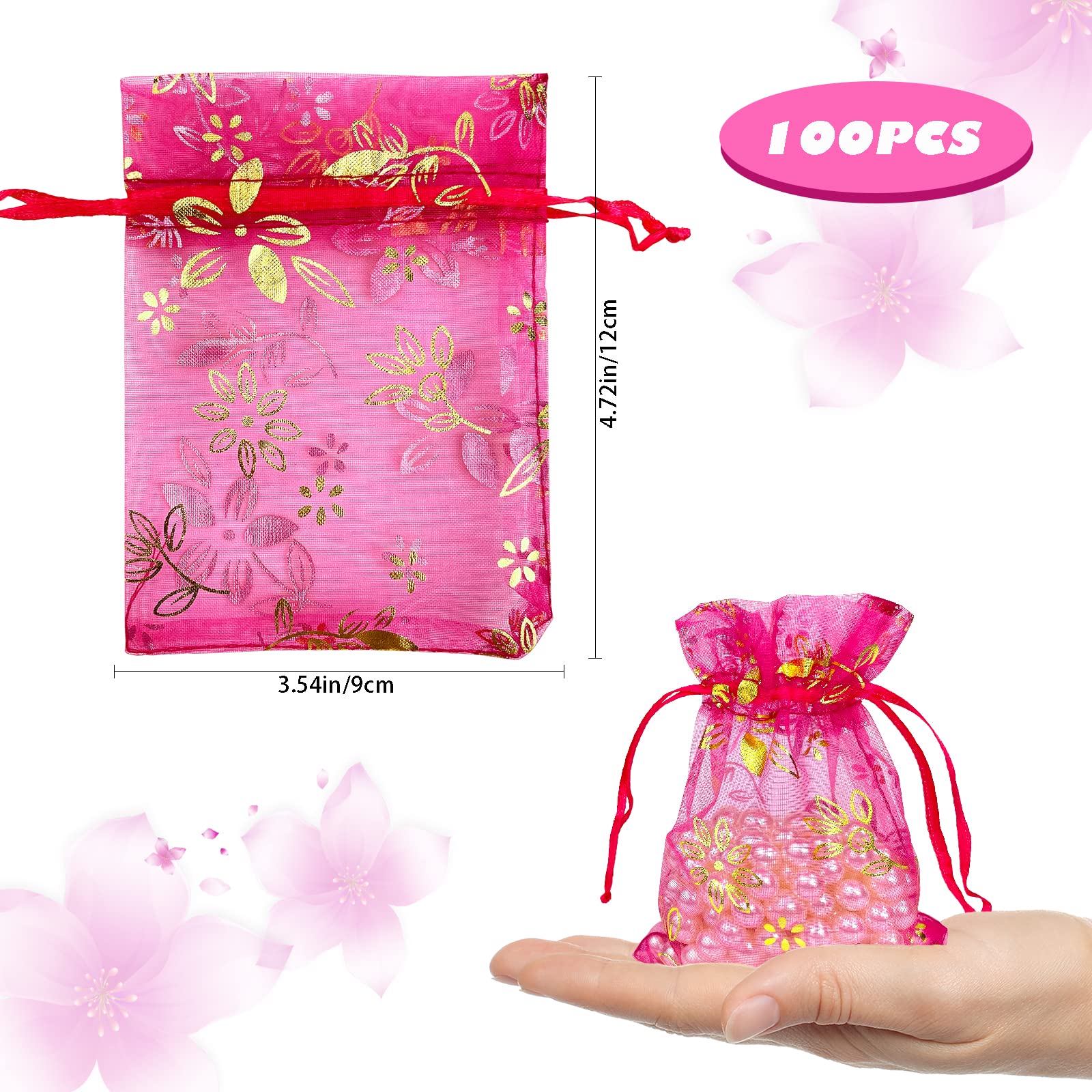 100 PCS Small Organza Bags 3.54