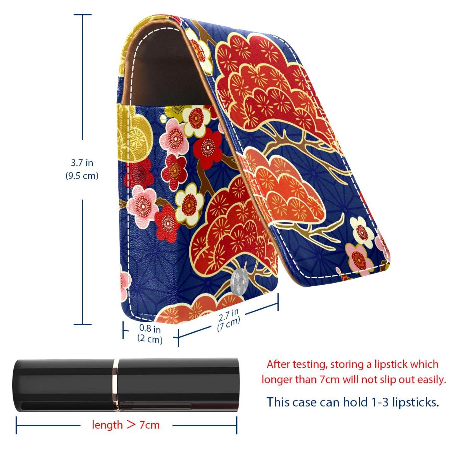 Personalized Lipstick Case - Portable Makeup Bag & Cosmetic Pouch Organizer - Japanese Sakura Flower Design - Perfect for Travel, Daily Use & Gift Giving