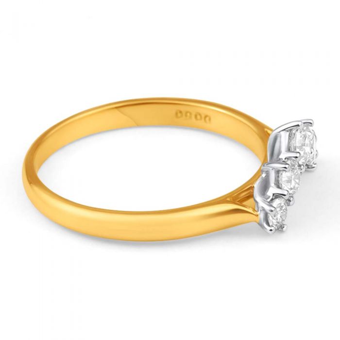 18K Yellow Gold & White Gold Diamond Ring - 0.5 Carat Brilliant Cut Engagement Ring for Women, Perfect for Weddings, Anniversaries & Special Occasions