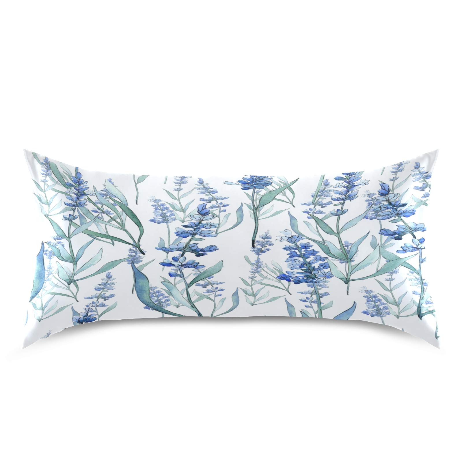 Blueangle Wildflower Lavender Satin Pillowcase for Hair & Skin Care - King Size 20x40 Inch Cooling Silk Pillow Cover with Envelope Closure - Perfect for Beauty Sleep & Hot Sleepers