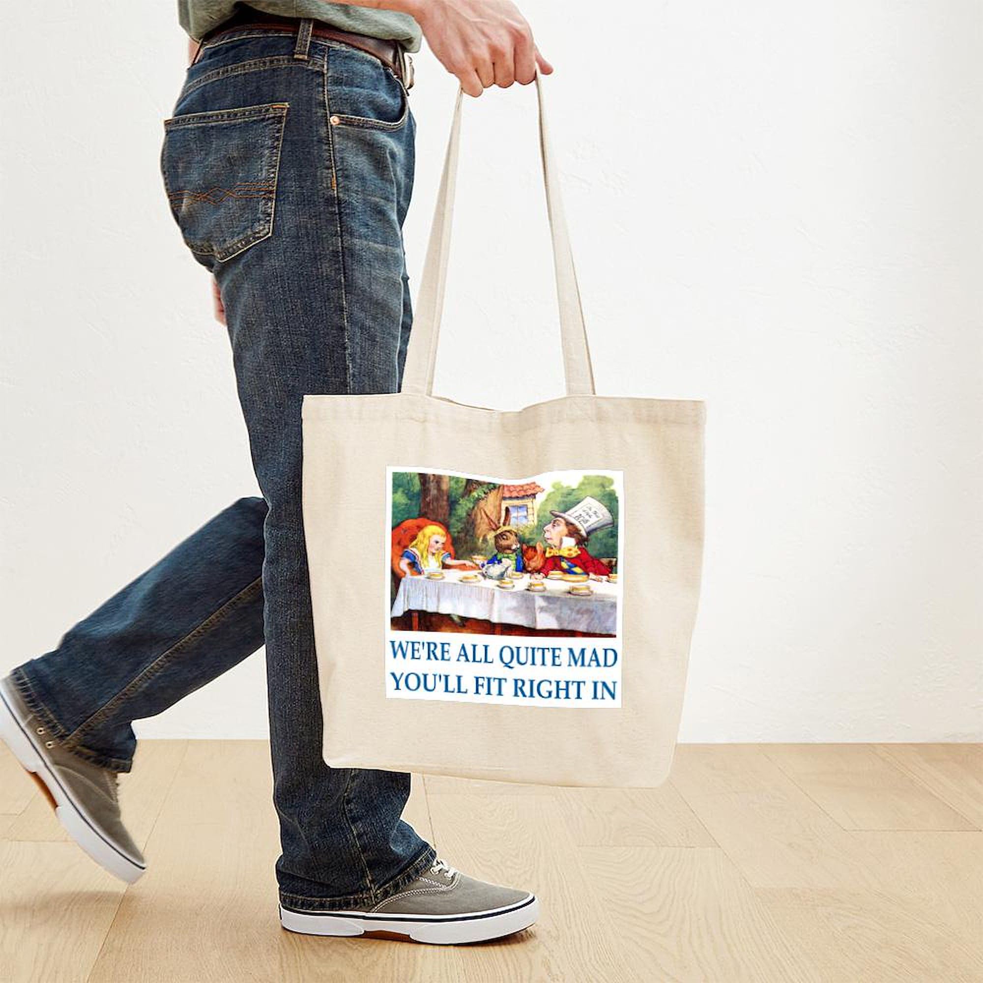 WE're ALL QUITE MAD Natural Canvas Tote Bag - Reusable Eco-Friendly Shopping Bag for Groceries, Beach & Daily Use | CafePress