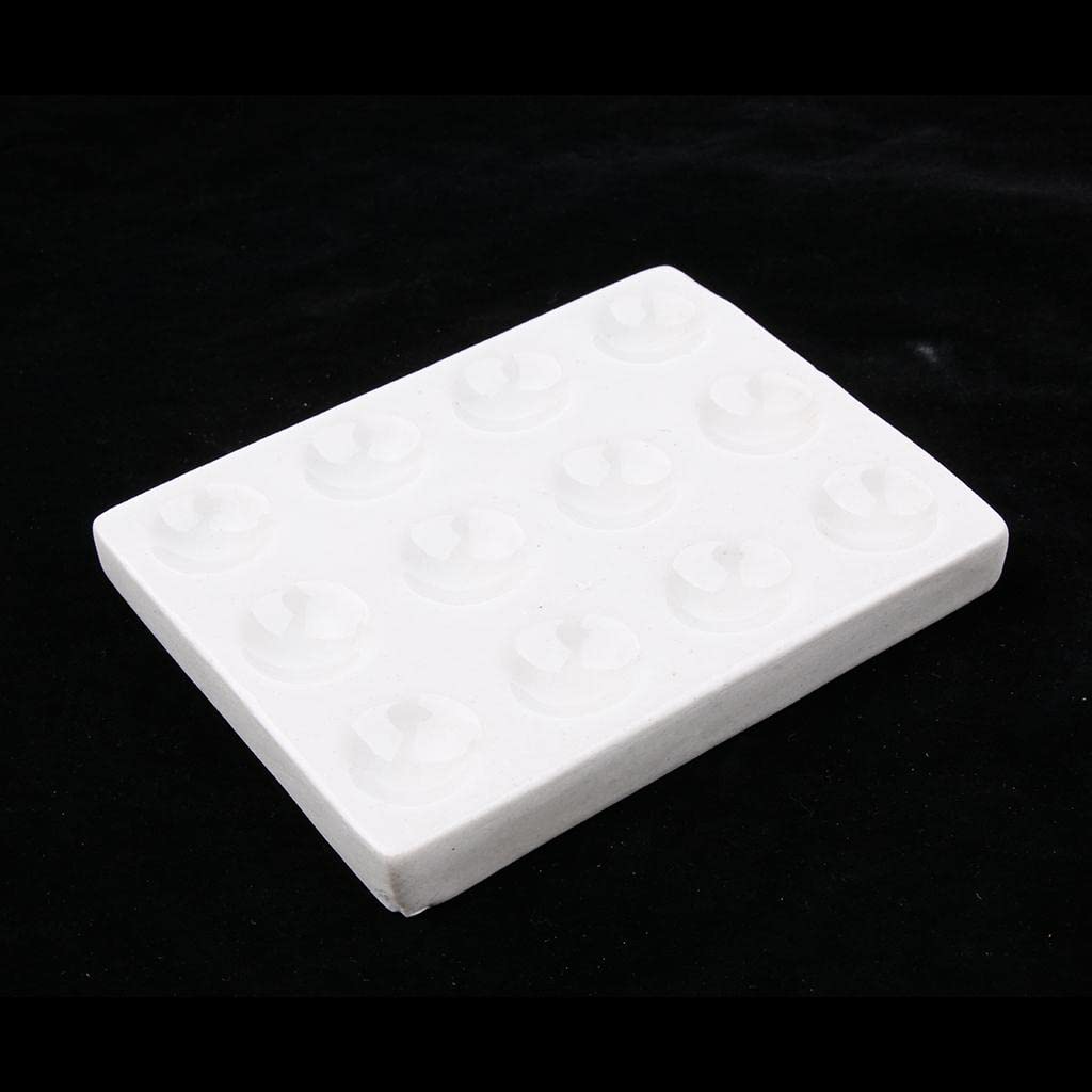 12-Well Porcelain Ceramic Spot Plate for Laboratory Use - Autoclavable, Reusable White Ceramic Reaction Plate for Multiple Chemical Tests - Ideal for Titration, pH Testing & Qualitative Analysis