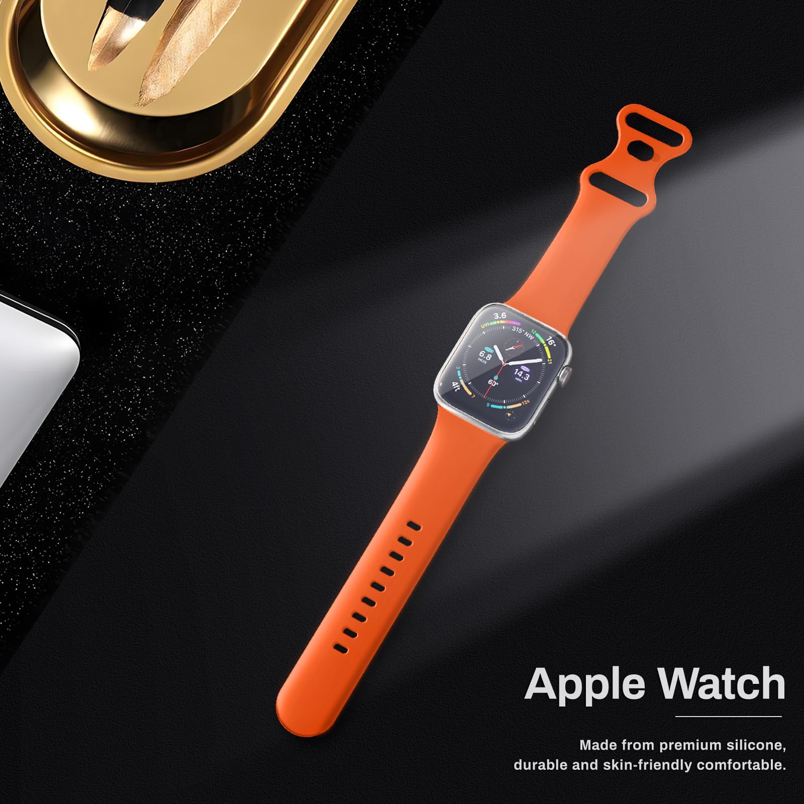 Premium Soft Silicone Sport Band for Apple Watch Series 9/8/7/6/5/4/3/2/1/SE/Ultra - 38mm 40mm 41mm 42mm 44mm 45mm 49mm Waterproof Replacement Strap - Ideal for Running, Swimming & Everyday Wear