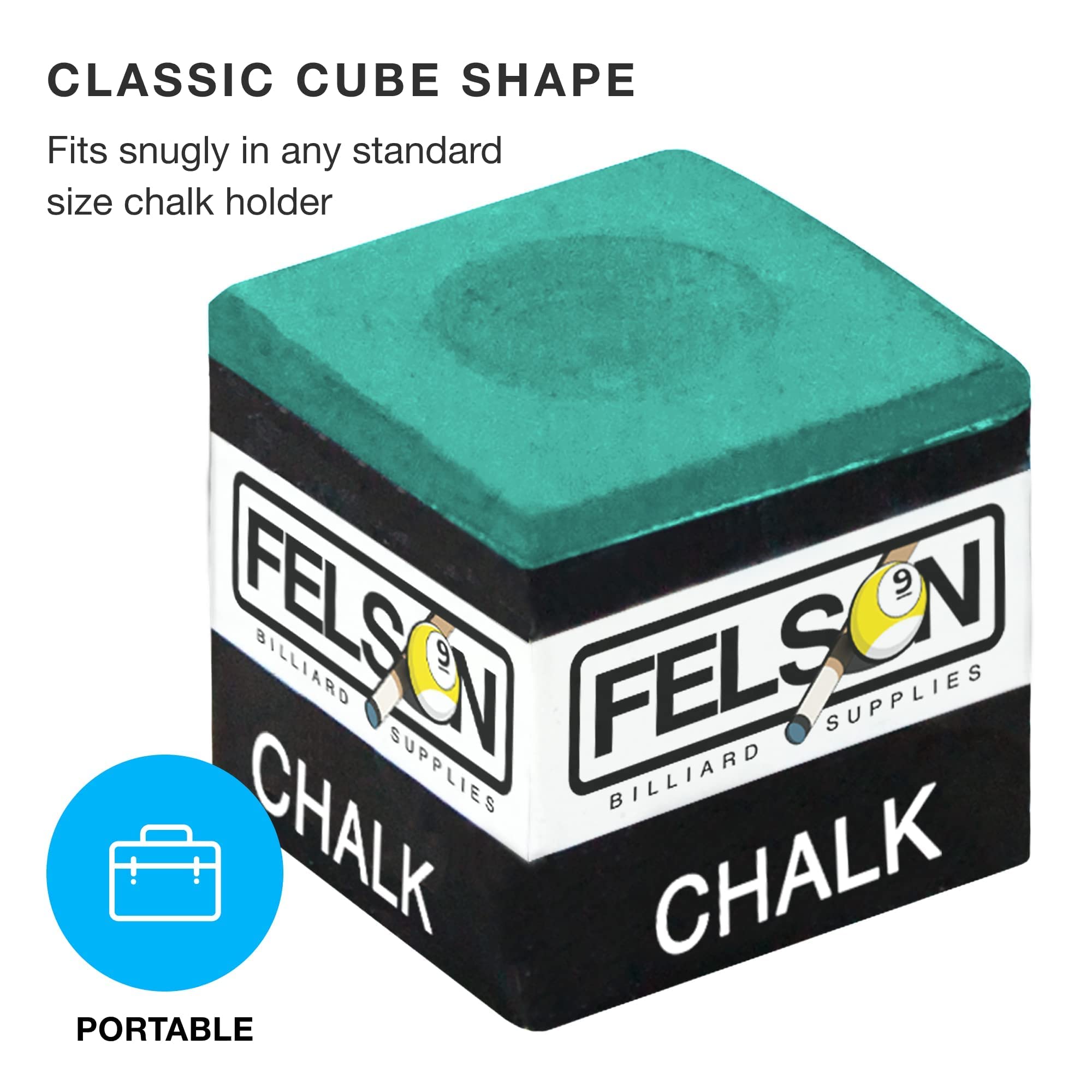 Premium Felson Pool Chalk Cubes for Billiards - 12 Pack Blue Chalk Cubes with Durable Storage Box | Essential Pool Table Accessories for Professional & Home Game Rooms | Perfect for Tournament Play & Casual Bar Games