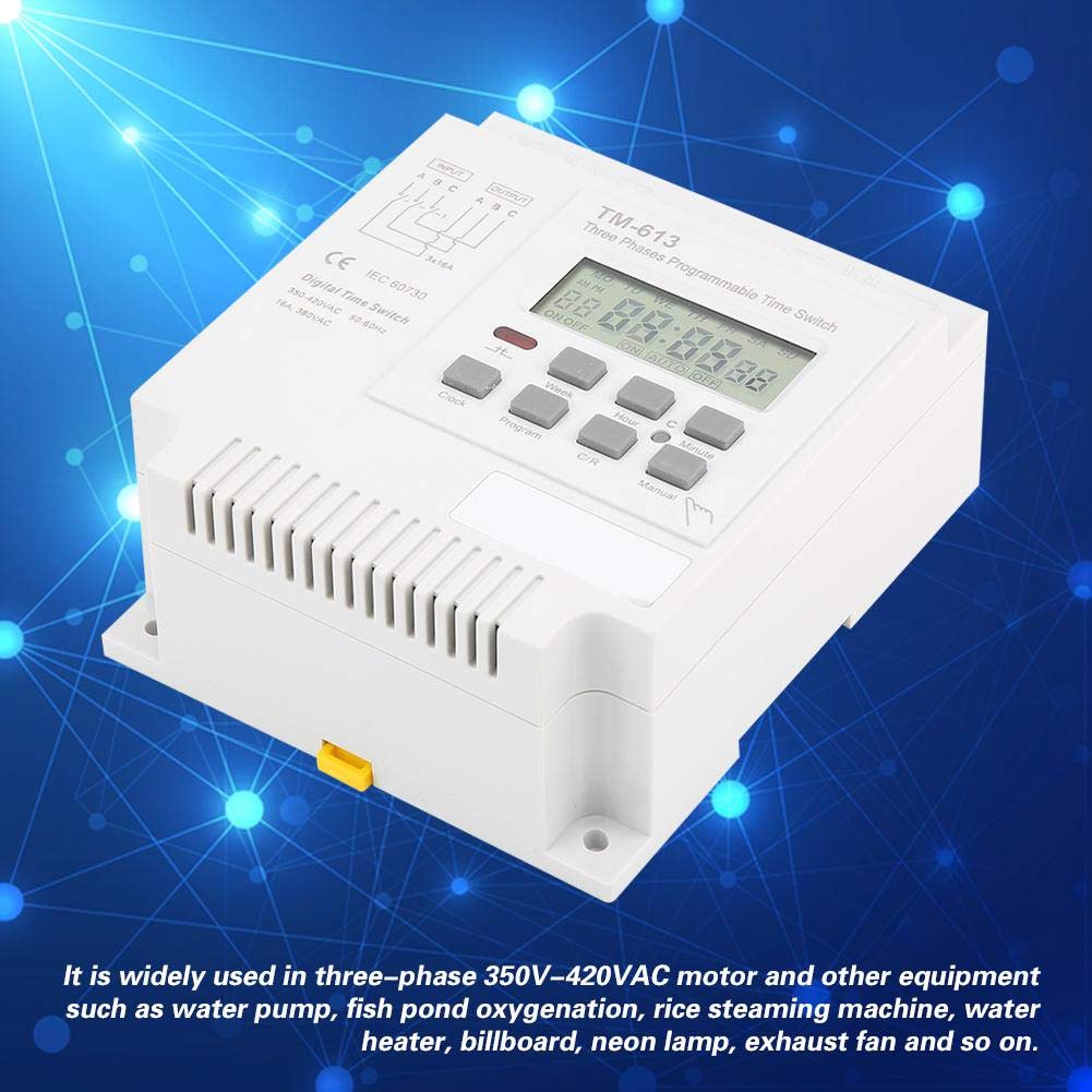 Walfront TM-163 380V Smart Digital 3-Phase Timer Switch - Programmable Weekly Relay Power Controller for Industrial Equipment & Home Automation