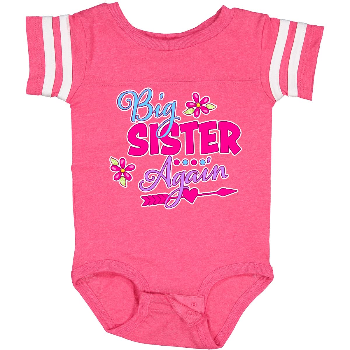 Inktastic Big Sister Again with Flowers and Arrow Baby Bodysuit - Cute Sibling Matching Outfit for Newborns & Toddlers - Perfect for Family Photos, Birth Announcements, and Special Occasions