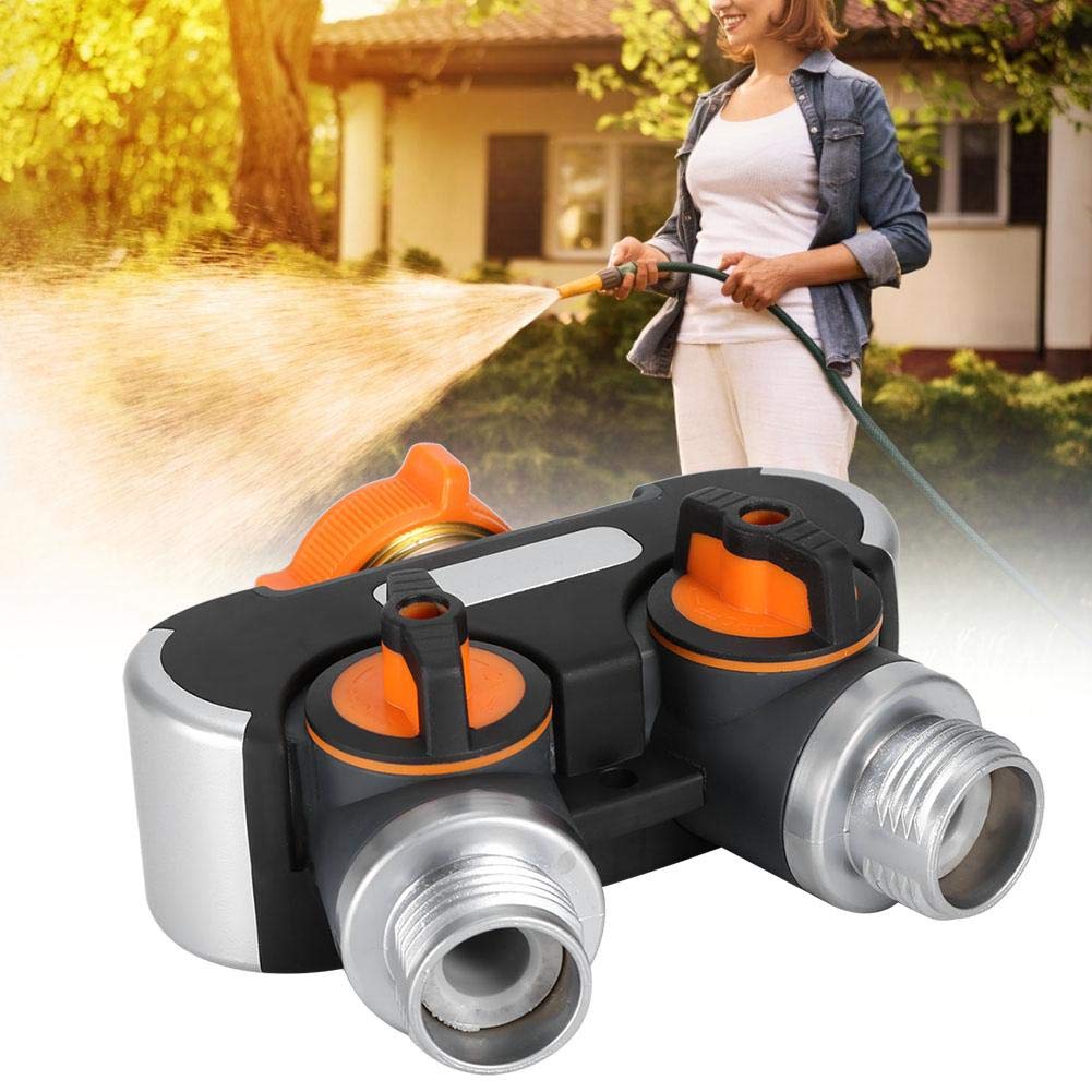 Lxcom 2-Way Garden Hose Splitter Adapter - Durable Y Connector with Comfortable Rubberized Grip & 4 Rubber Washers - Perfect for Lawn Watering, Car Washing & Outdoor Cleaning