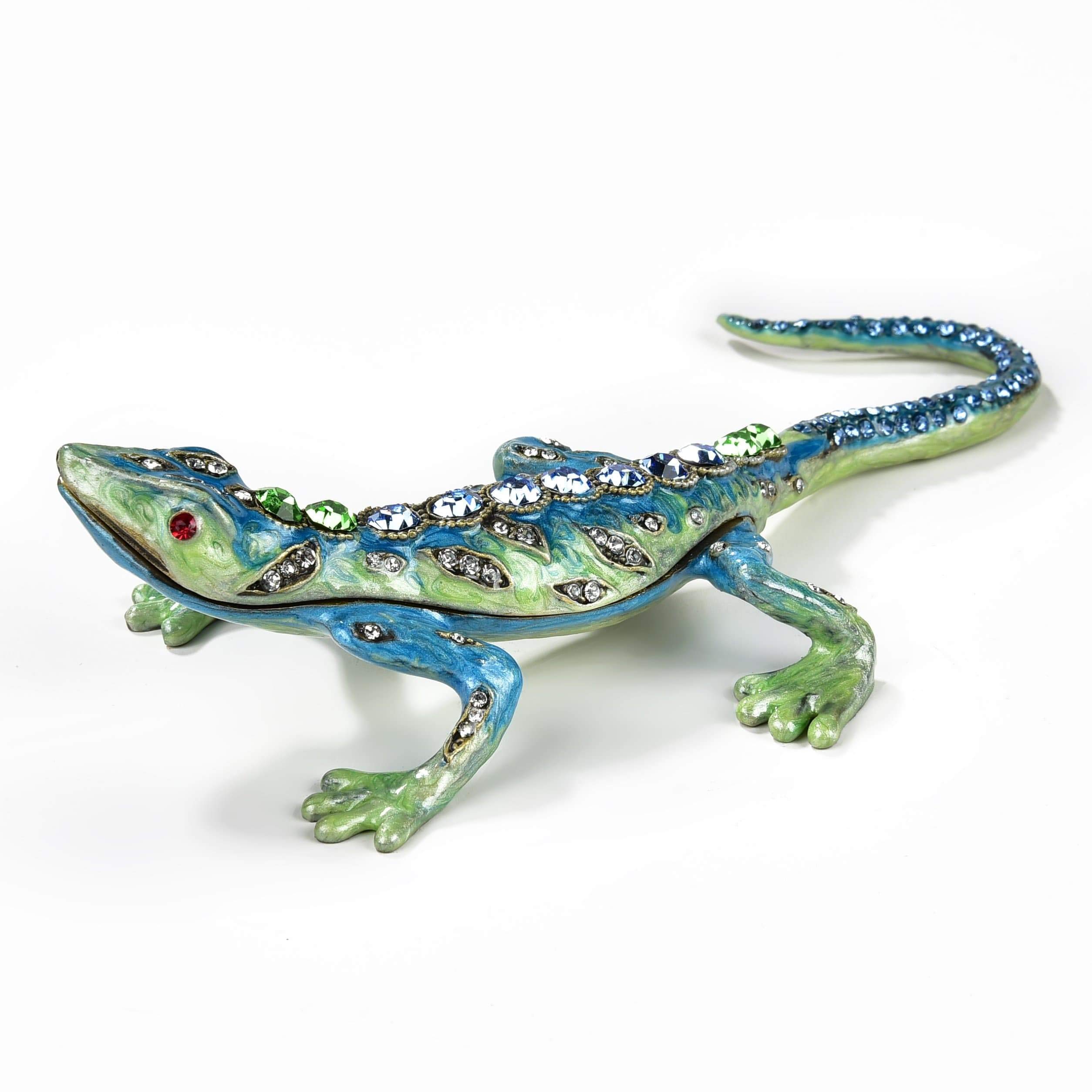 KALIFANO Handmade Jewelry Box for Women - Swarovski Crystal & Gemstone Lizard Design, Earring Necklace Ring Organizer | Perfect for Gift, Travel & Home Decor Storage