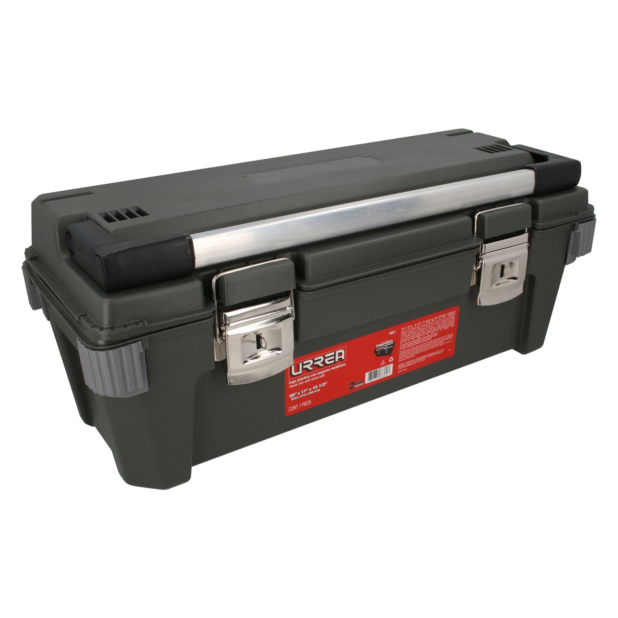Urrea 9921 25.5-Inch X 10.875-Inch Heavy Duty Plastic Tool Box with Handle | Durable Storage for Tools, Hardware & DIY Supplies | Perfect for Construction, Auto Repair & Home Organization