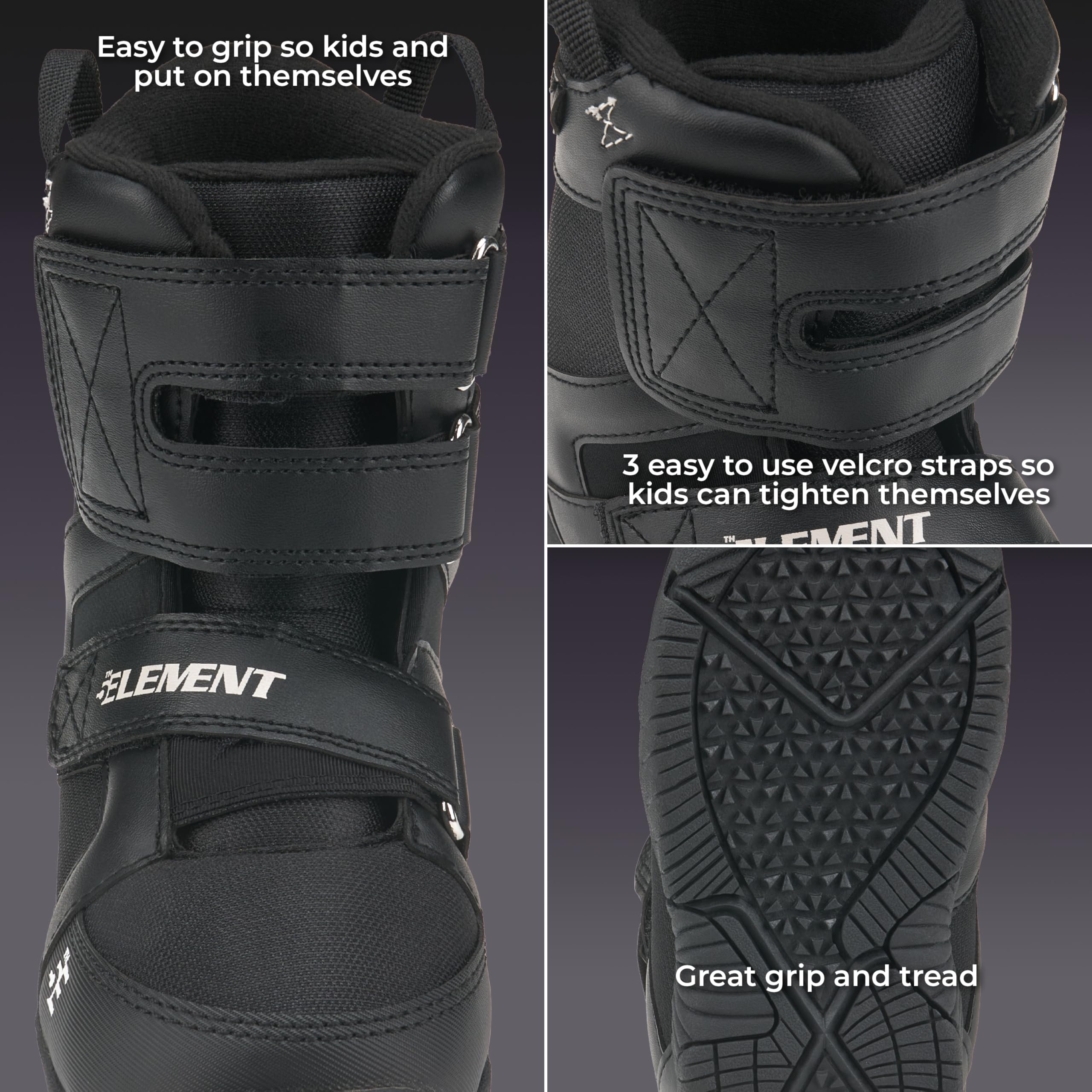 5th Element ST Mini Strap Kids Snowboard Boots for Boys & Girls - Toddler & Beginner Snowboarding Boots with One-Piece Boot Liner & Universal Bindings - Easy Step-In Design for Winter Sports & Mountain Adventures