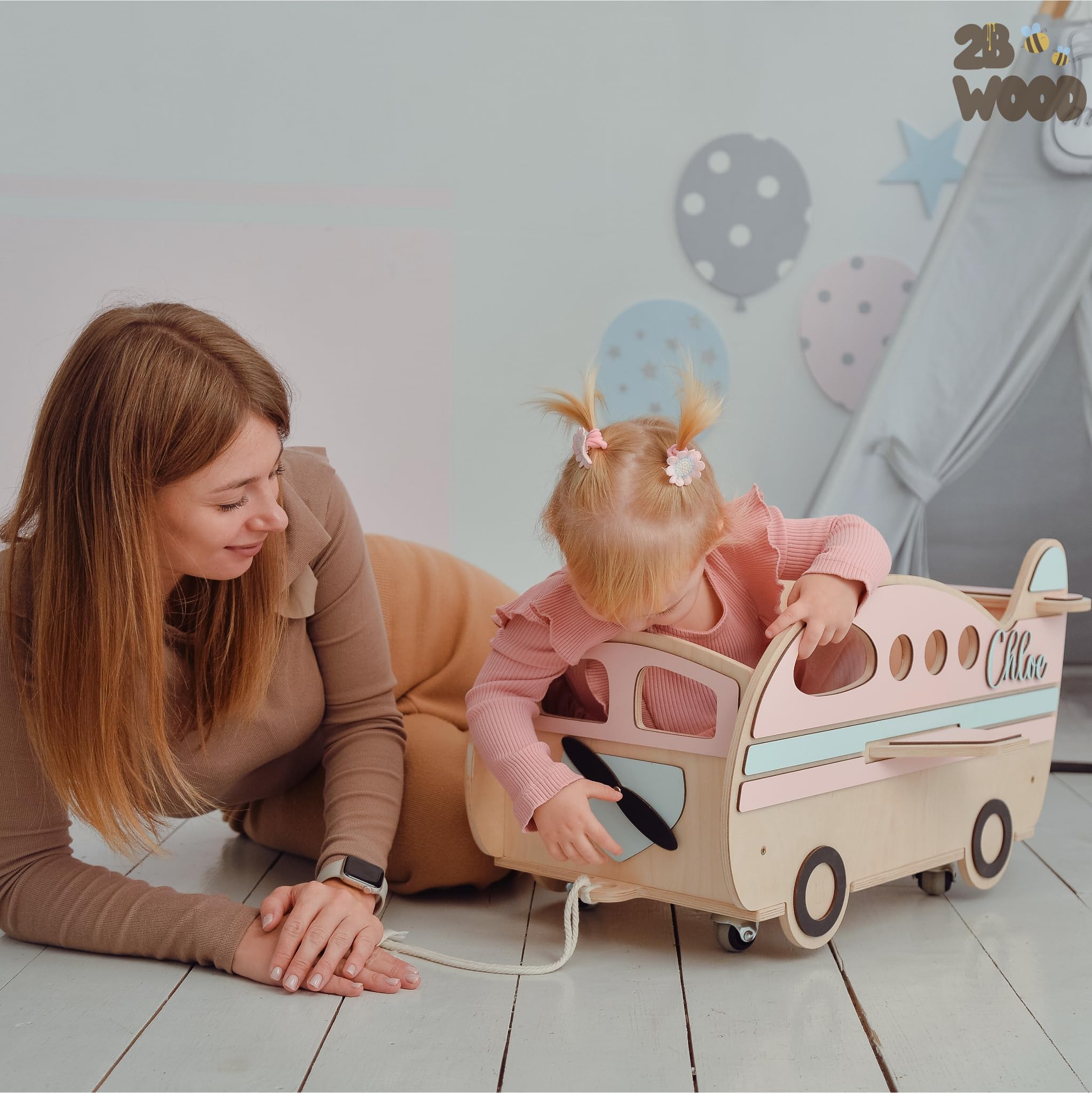 Personalized Kids Toy Storage Organizer with Wheels - Montessori Wooden Toy Box for Girls & Boys - Nursery Room Organization - Perfect for Playrooms, Bedrooms & Christmas Gifts
