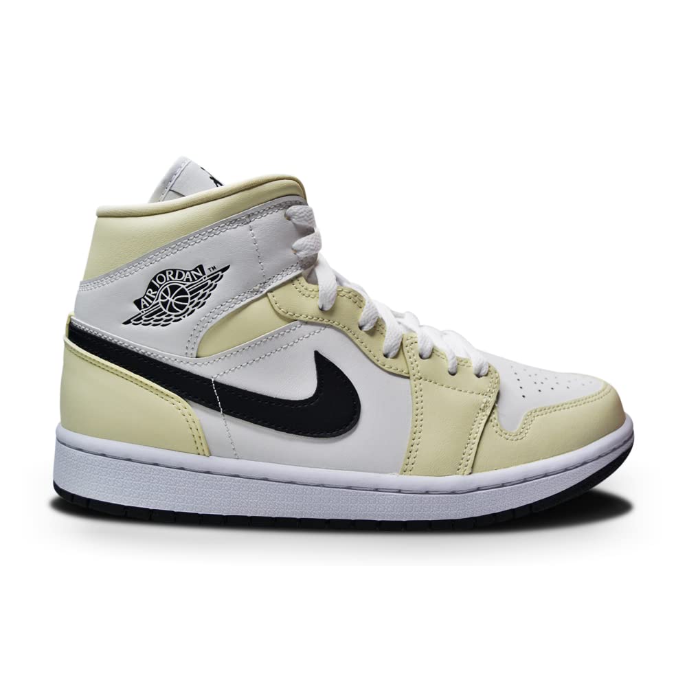 Nike Women's Air Jordan 1 Mid Sneakers - Coconut Milk Black, Size 8 | Basketball Shoes for Women, Casual Streetwear Fashion, Comfortable Walking & Gym Workout Shoes