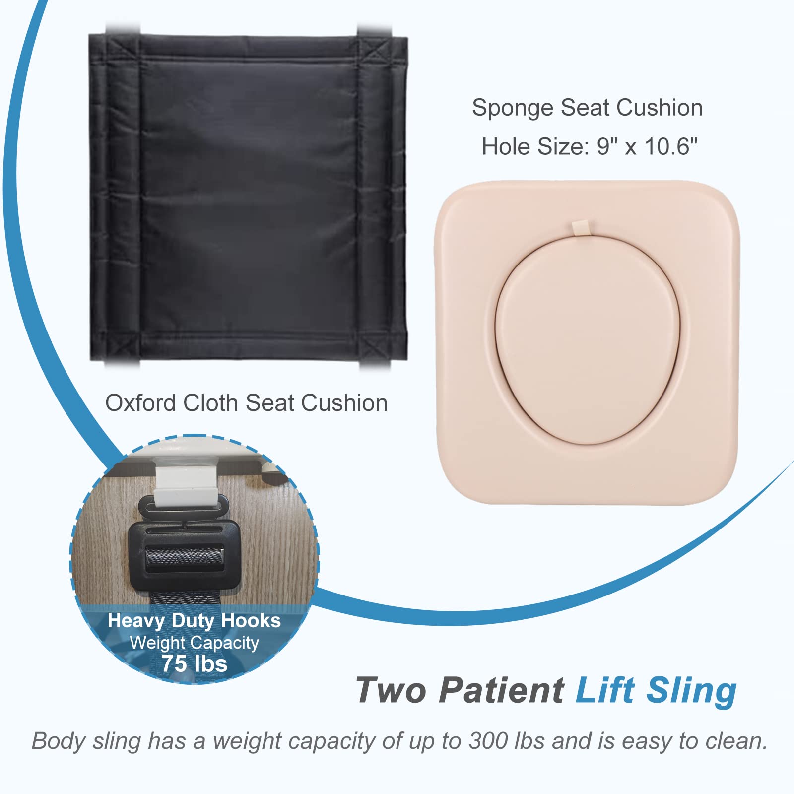 Patient Lift Transfer Chair for Elderly & Disabled - 300 lb Capacity Commode Wheelchair with Padded Seat | Home Use for Bed, Toilet, Shower & Car Transfers | Ideal for Post-Surgery Recovery & Elderly Care