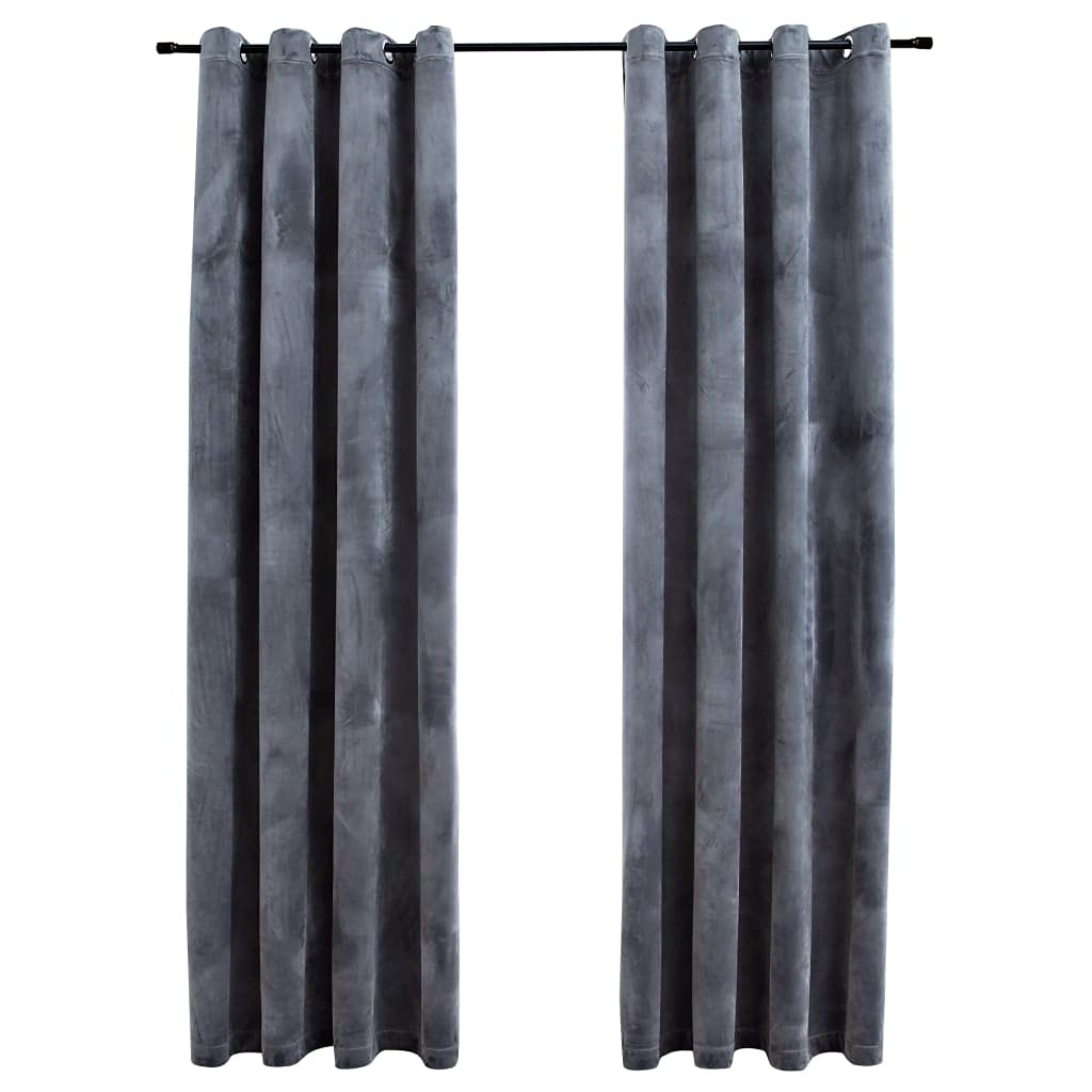 Blackout Curtains with Rings - 2 Panels Set, 54x95 Inch Velvet Room Darkening Curtains for Bedroom, Thermal Insulated Light Blocking Drapes in Anthracite - Perfect for Home Theater, Nursery & Shift Workers