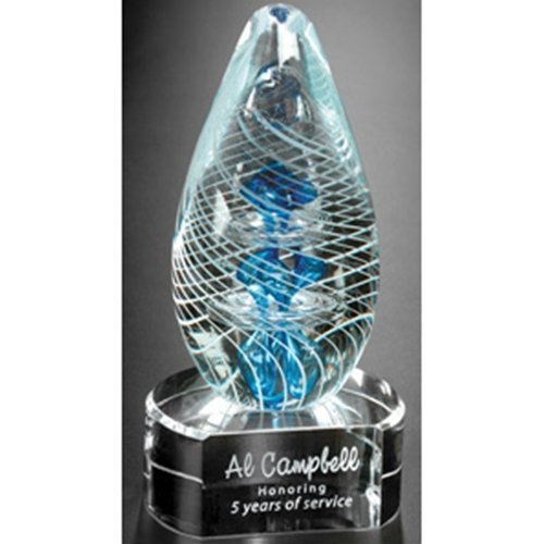 Custom Engraved Synergy Art Glass Award Trophy - Personalized with 3 Lines of Text - Perfect for Corporate Awards, Employee Recognition & Sports Trophies