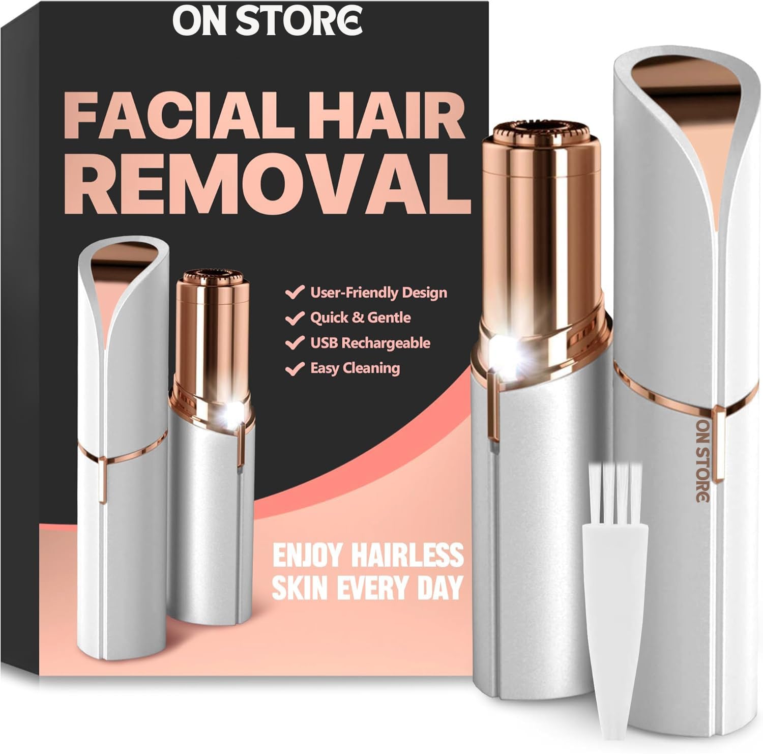 Flawless Hair Remover for Women - Facial Hair Remover, Mini Epilator Trimmer for Upper Lip, Chin & Eyebrows - Battery-Powered Lipstick-Shaped Skincare Device (EK-16) | Perfect for Travel, Home Use & Quick Touch-Ups