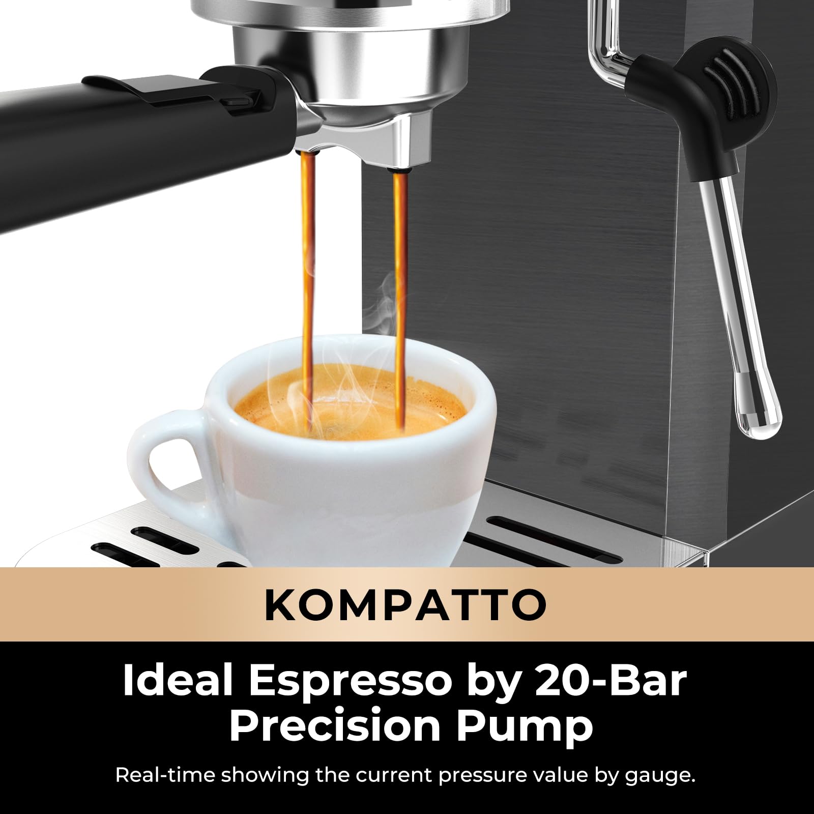 CHULUX Compact Espresso Machine with 12oz Stainless Steel Milk Pitcher - Perfect for Home Baristas & Small Coffee Shops