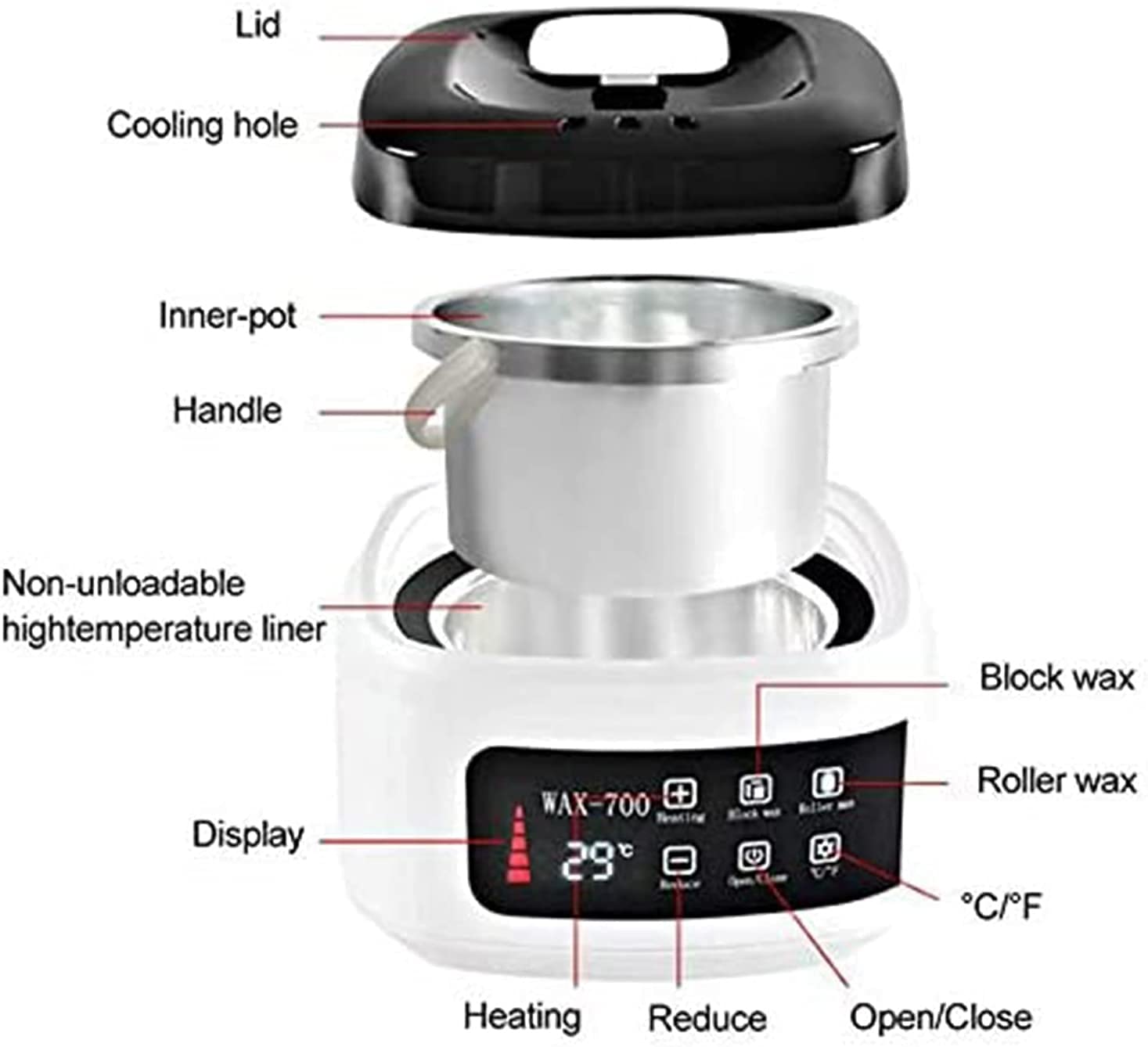 LED Wax Warmer for Hair Removal - Full Body Waxing Kit for Women & Men, Legs, Face, Eyebrows & Bikini Line | Home Waxing with Digital Display | Perfect for DIY Salon & Spa Treatments