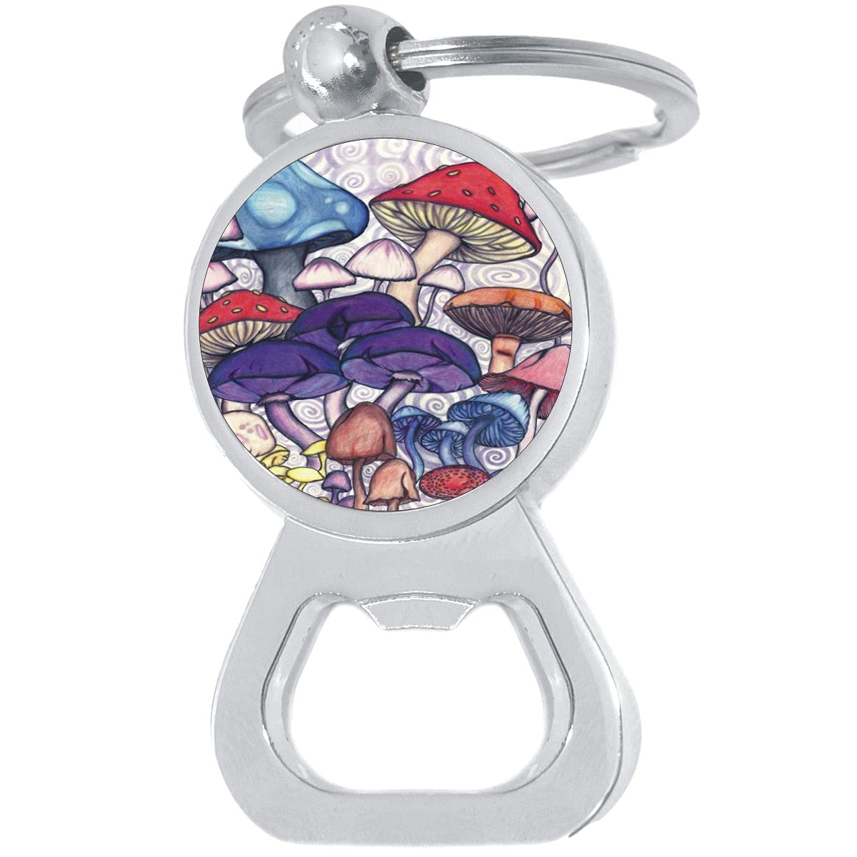 Colorful Mushroom Bottle Opener Keychain - Fun Novelty Bottle Cap Opener for Beer, Soda & Drinks - Perfect for Camping, Parties & Gifts