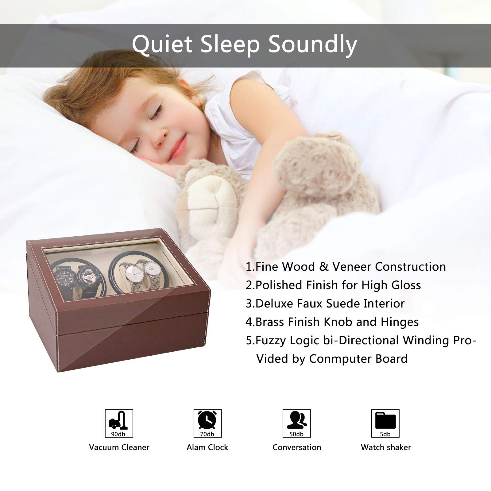 SHZICMY Automatic Watch Winder for 4-6 Watches - Luxury Watch Storage Display Case with Quiet Motor - Perfect for Watch Collectors & Automatic Watch Maintenance (Home/Office Use)