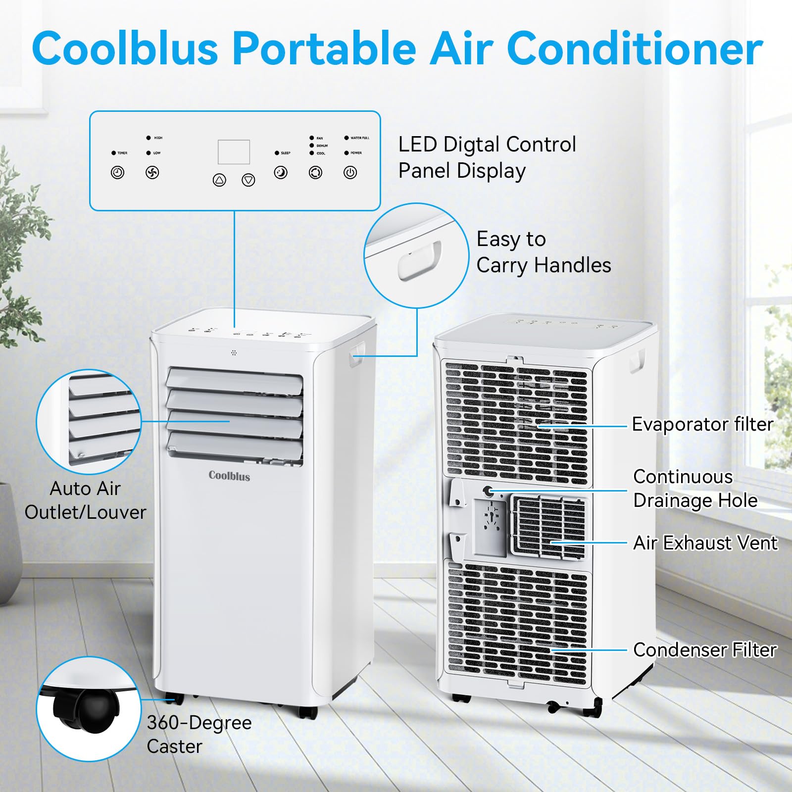 12000 BTU White Air Conditioner with Remote Control - A016B A016B-07KR Model - Perfect for Bedrooms, Living Rooms & Small Apartments