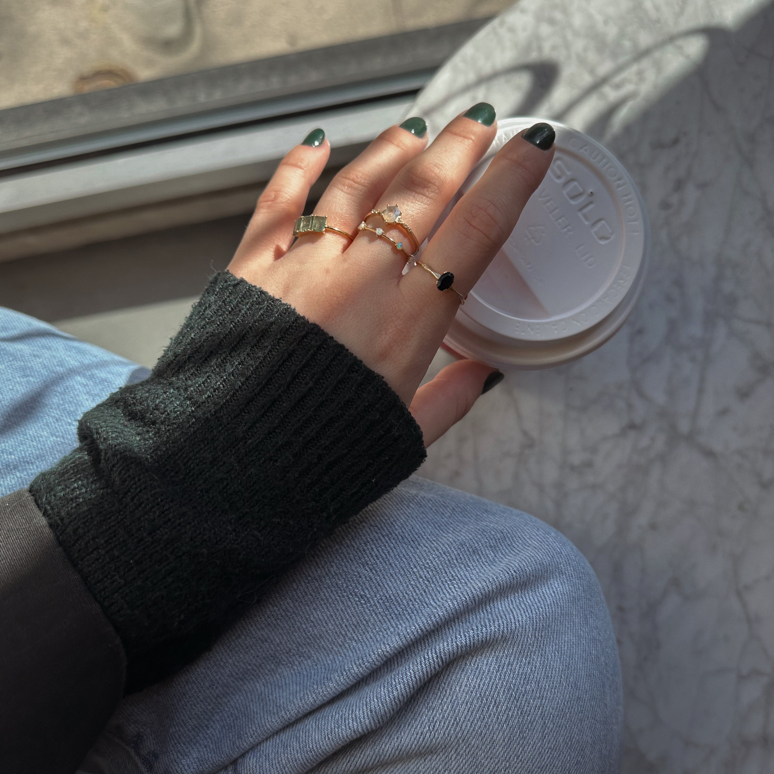 Solid Gold Mystic Labradorite Hexagon Ring for Protection & Healing | Elegant Spiritual Jewelry for Women | Perfect for Meditation, Energy Work & Everyday Wear