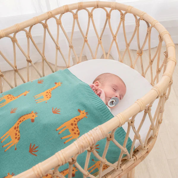 Soft Cotton Knit Baby Blanket with Cute Giraffe Print - Perfect for Nursery, Swaddling & Stroller - Cozy & Breathable Infant Blanket for Boys & Girls