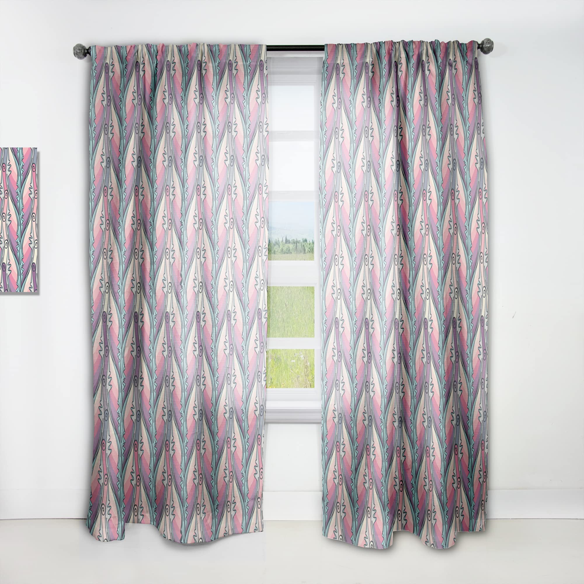 Floral Abstract Pattern Thermal Insulated Curtains for Bedroom & Living Room - 52x95 Inch Single Panel Window Drapes - Perfect for Home Decor, Privacy & Energy Efficiency