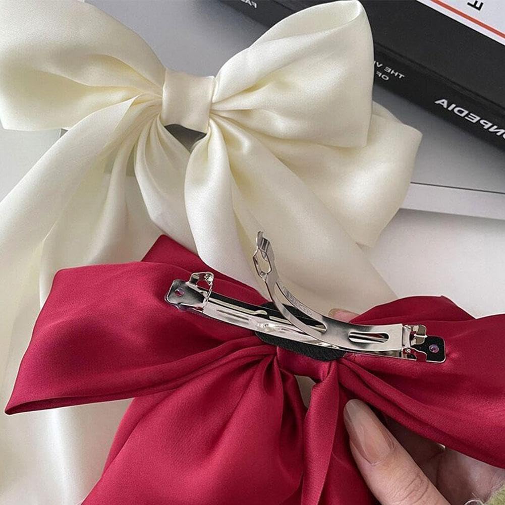 Elegant Large Bow Ribbon Hair Clip for Women - Soft Satin Hair Accessories, Fashion Hairpin & Headband for Parties, Weddings, Daily Styling