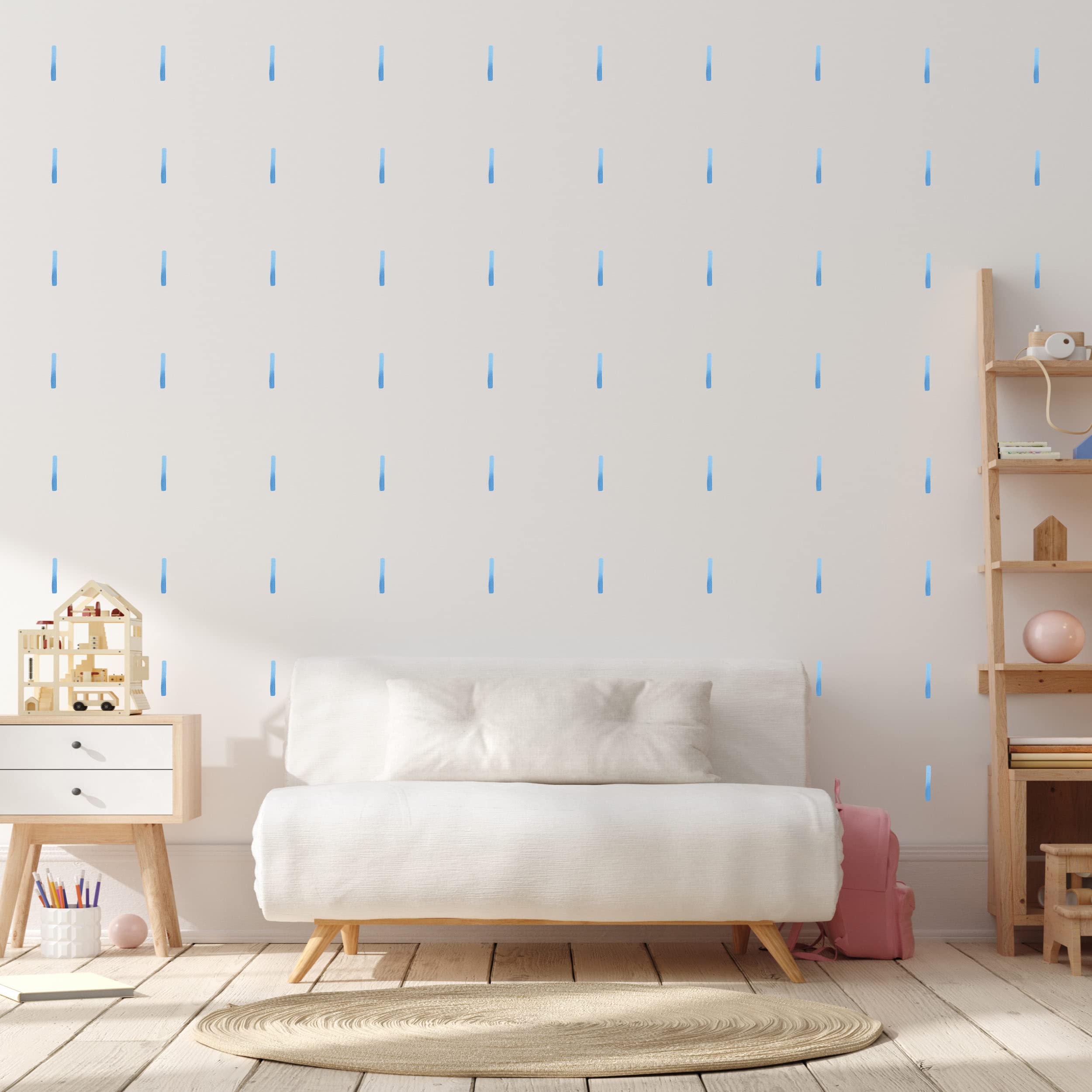 270-Piece Blue Line Wall Decals Set - Removable Watercolor Peel & Stick Wall Stickers for Nursery, Bedroom, Bathroom & Classroom Decor - Perfect for DIY Home Decor & Kids Room Design