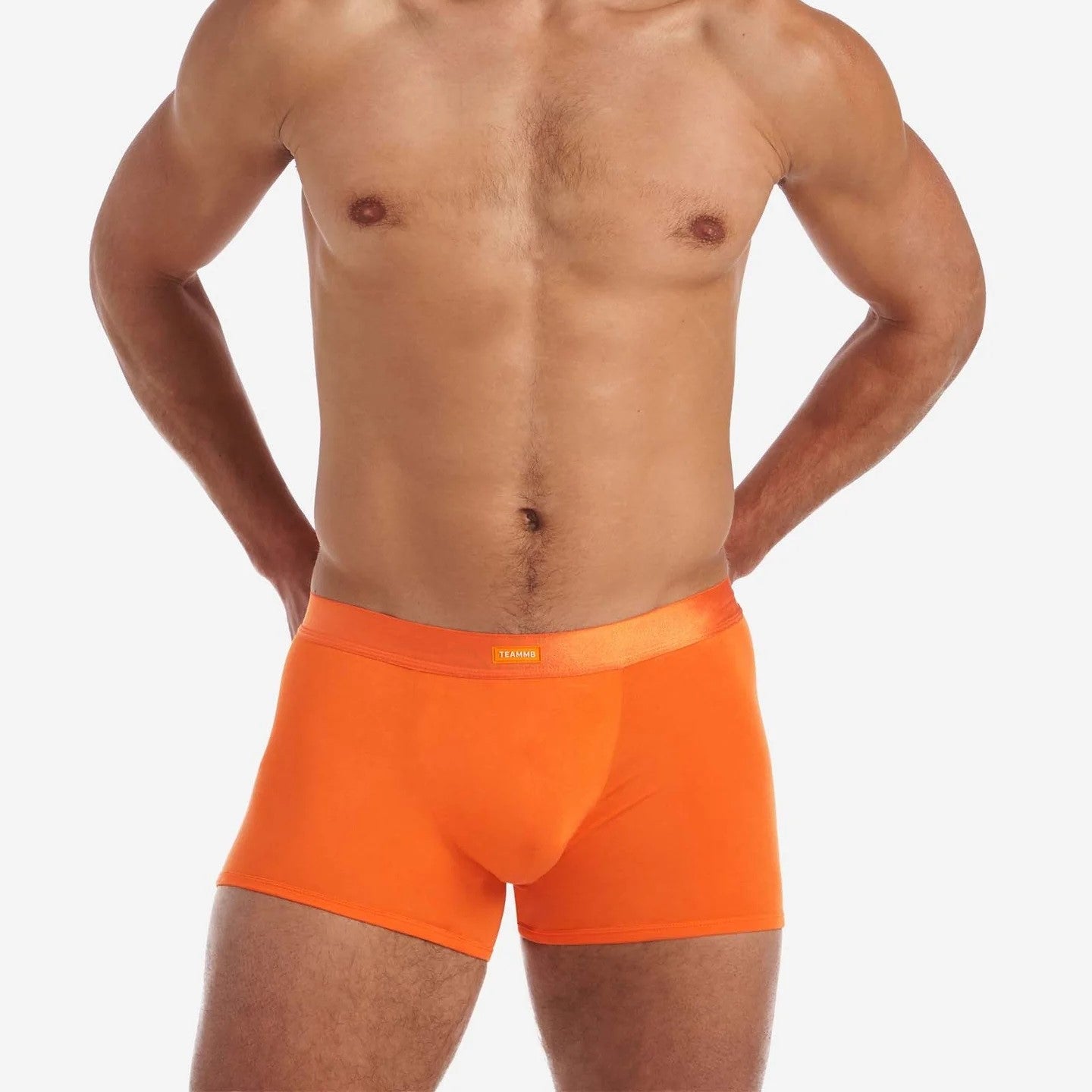 Teamm8 Men's Bamboo Boxer Briefs - Soft & Breathable Underwear for Comfort - Orange Color - Perfect for Workout, Lounge & Everyday Wear