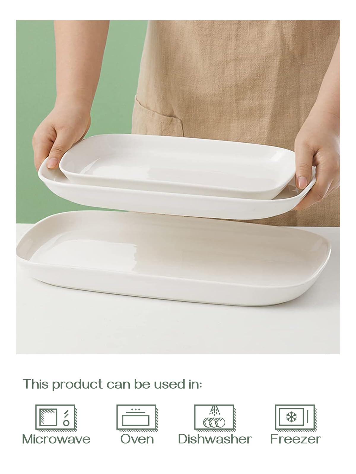 DOWAN 3-Piece White Porcelain Serving Platters Set - 16