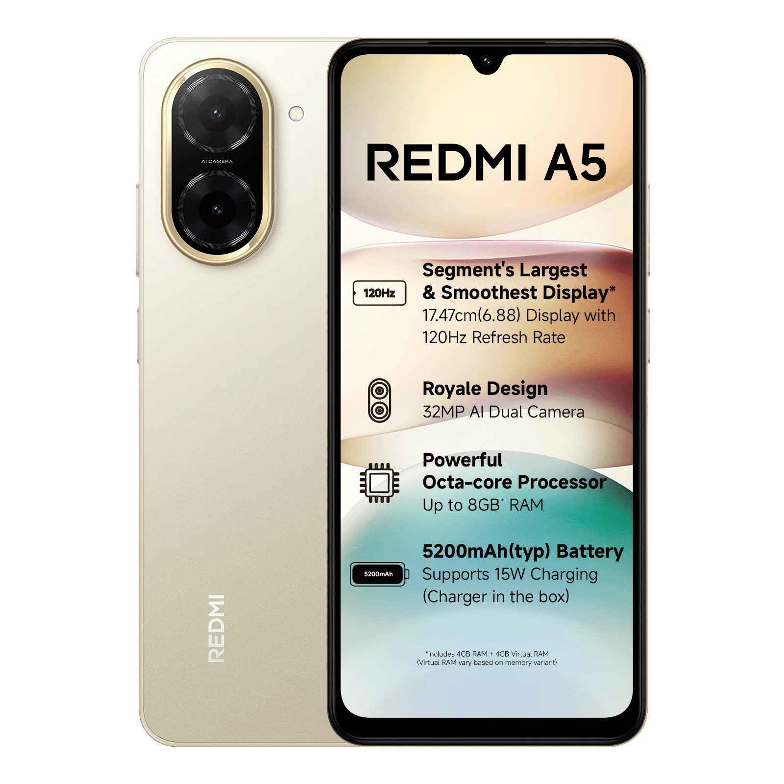 Xiaomi Redmi A5 GSM Unlocked Smartphone - International Version (New) - 6.53