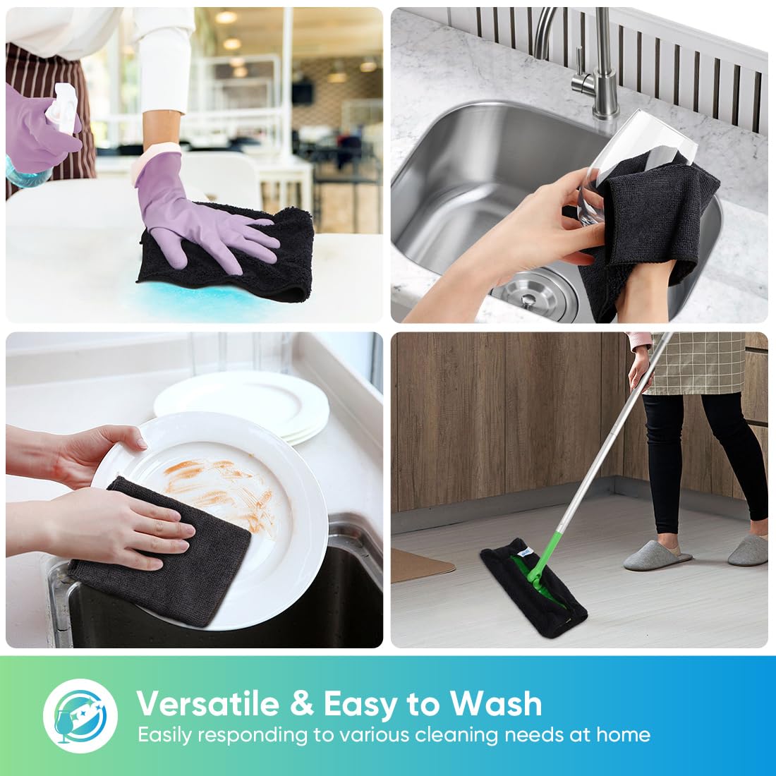 Premium Microfiber Cleaning Cloths 12 Pack - Ultra Absorbent, Lint & Scratch Free - 11.5